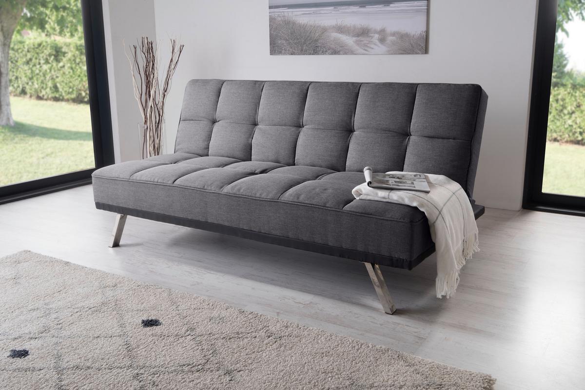 3-Sitzer-Sofa Mit Schlaffunkt. Roma Anthrazit - Edelstahlfarben/Anthrazit, Basics, Textil/Metall (179/84/96cm) - Ondega