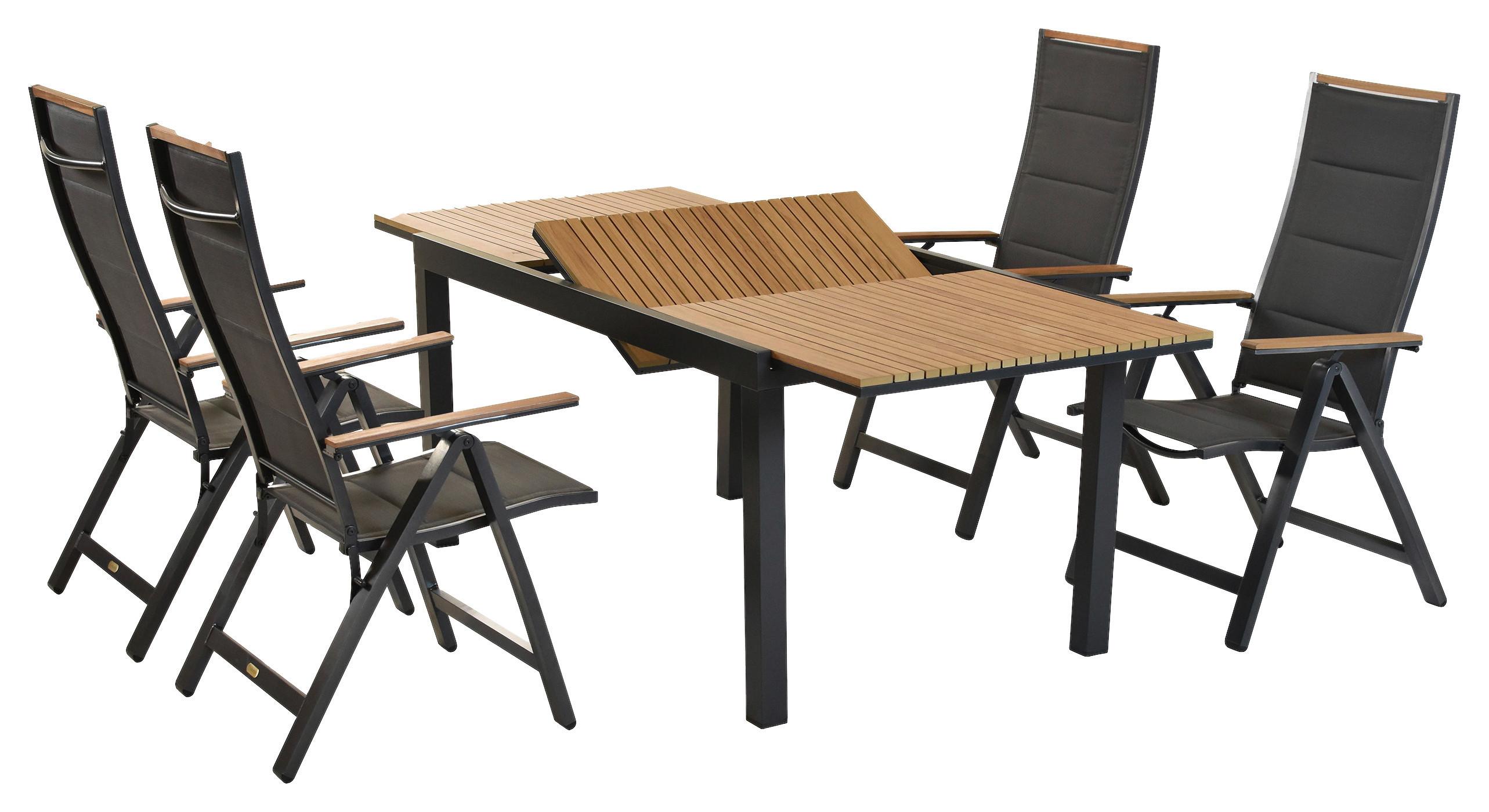 Gartenset Verona - Graphitfarben/Naturfarben, MODERN, Kunststoff/Textil - Gardenson