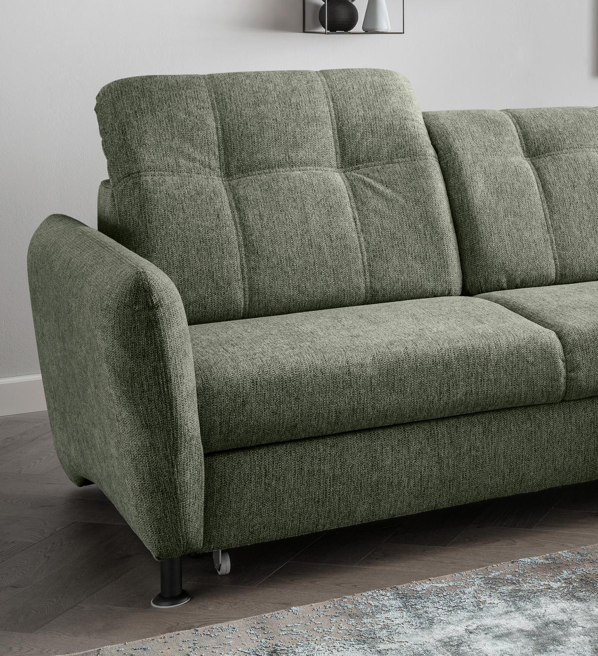 Ecksofa Minori Chenille Grün - Schwarz/Grün, MODERN, Textil (267/184cm) - Livetastic