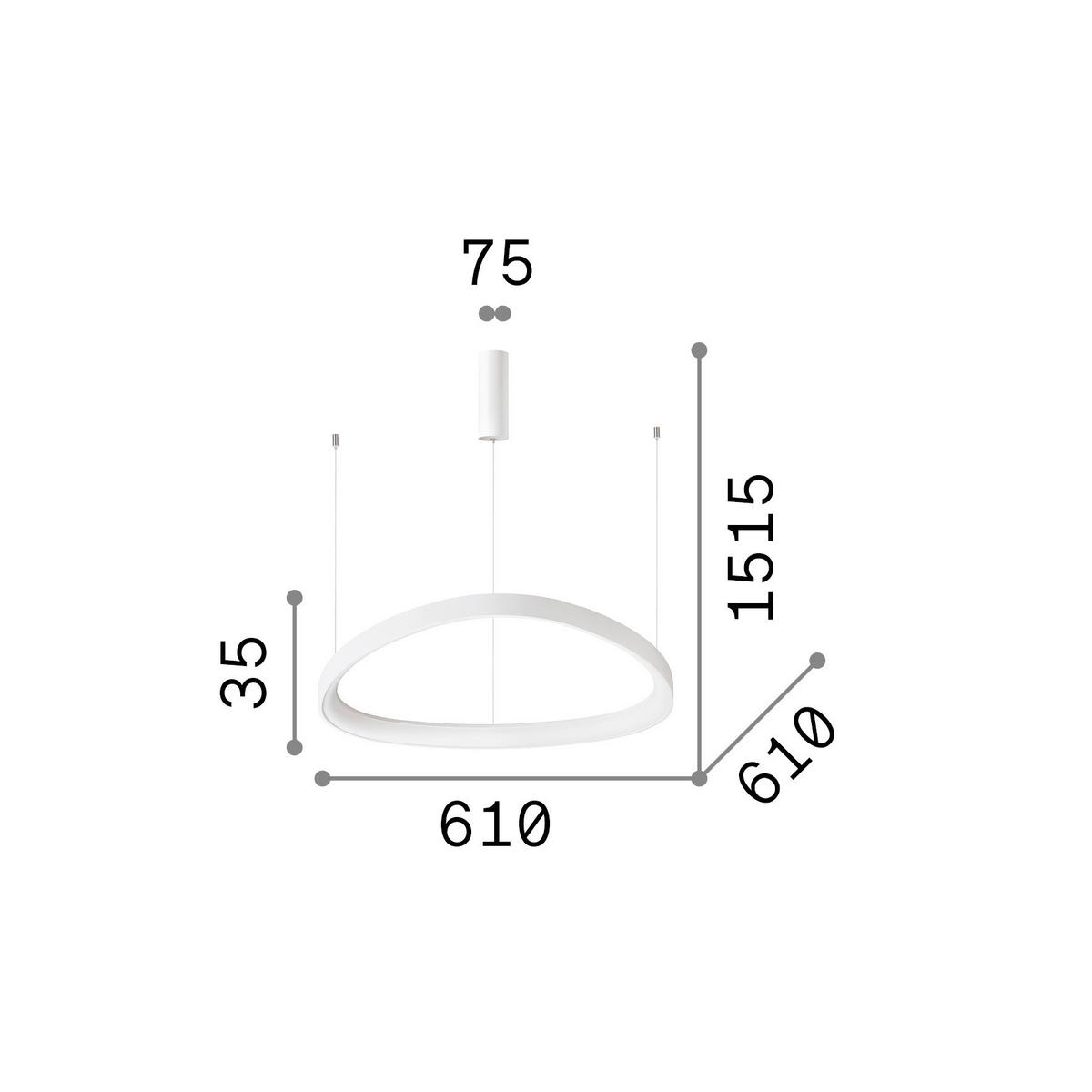 LED-Hängeleuchte Ottone Messingfarben D: 61 cm - Messingfarben, Design, Kunststoff/Metall (61/28,5/151,5cm) - Ideal Lux