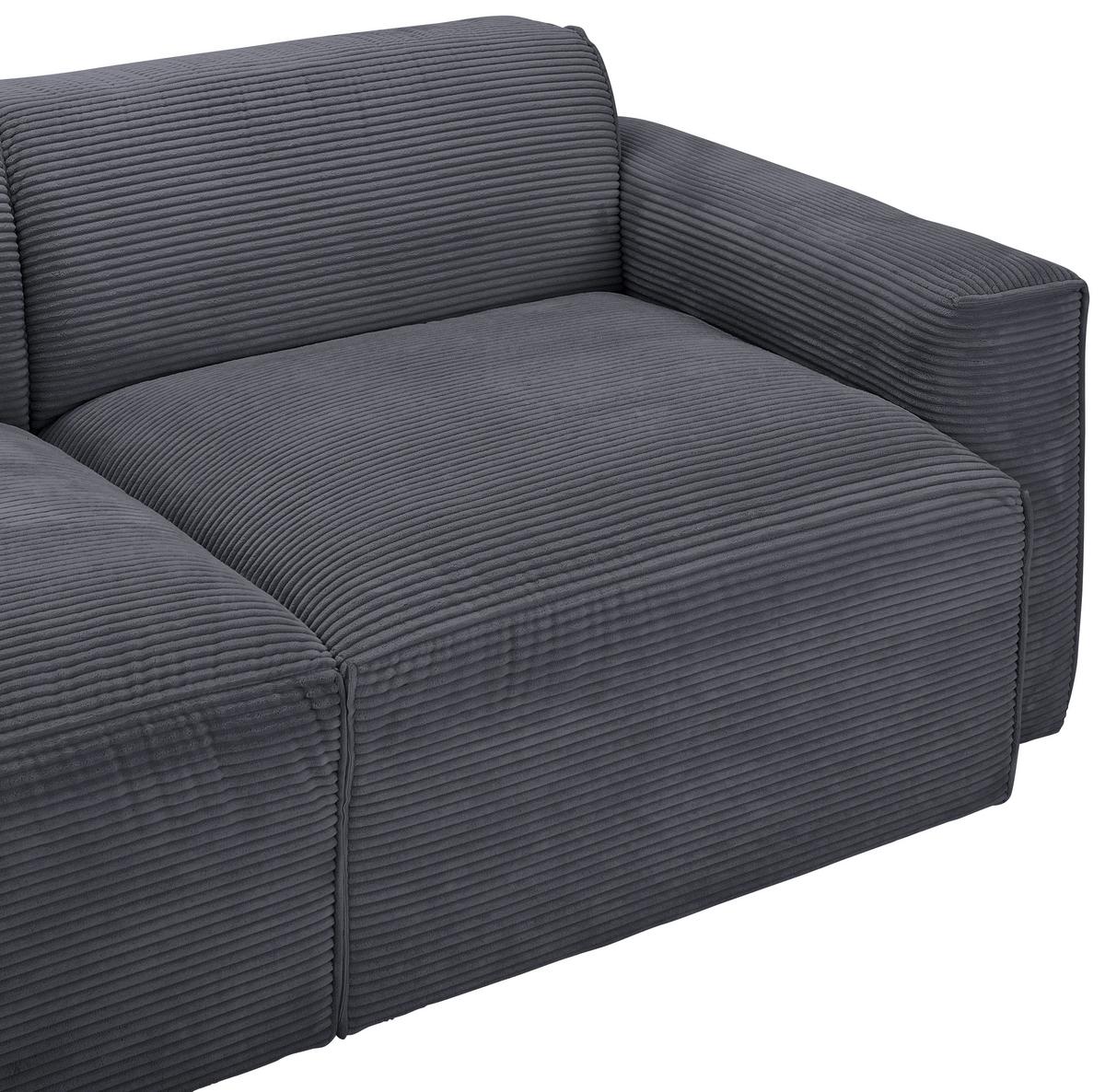 Ecksofa mit Zierkissen Pearl Graphitfarben 196x303 cm - Schwarz/Graphitfarben, Design, Textil (196/303cm) - Livetastic