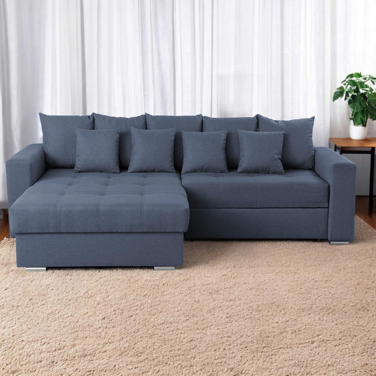 Ecksofa Flavio Blau S: 165x265cm - Blau/Silberfarben, Design, Textil (165/265cm) - MID.YOU