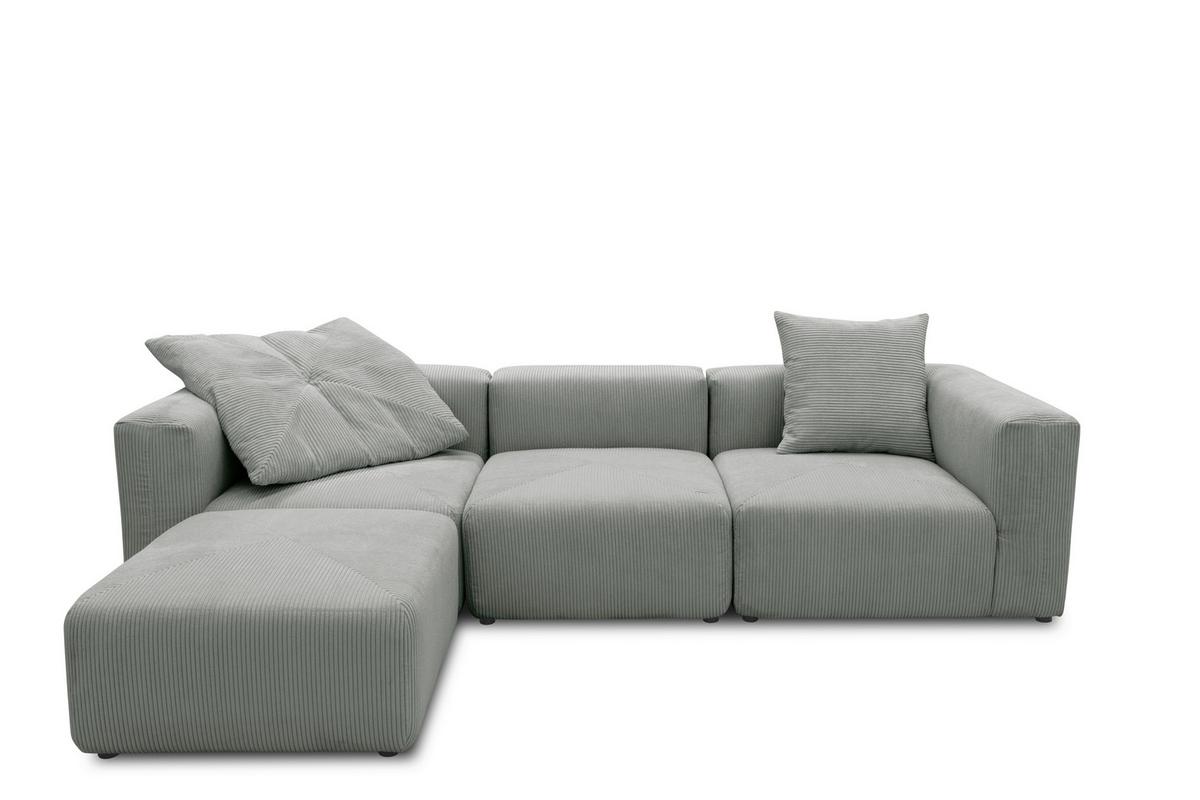 Ecksofa Hellgrau B: 301 Cm - Hellgrau/Schwarz, Design, Textil (301/69/193cm) - MID.YOU