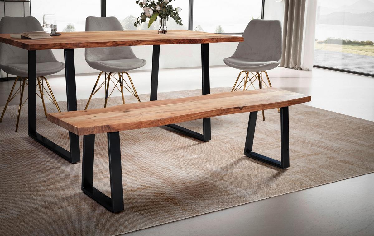 Sitzbank Wl7.290 - Schwarz/Akaziefarben, MODERN, Holz (140/45,5/40cm) - MID.YOU