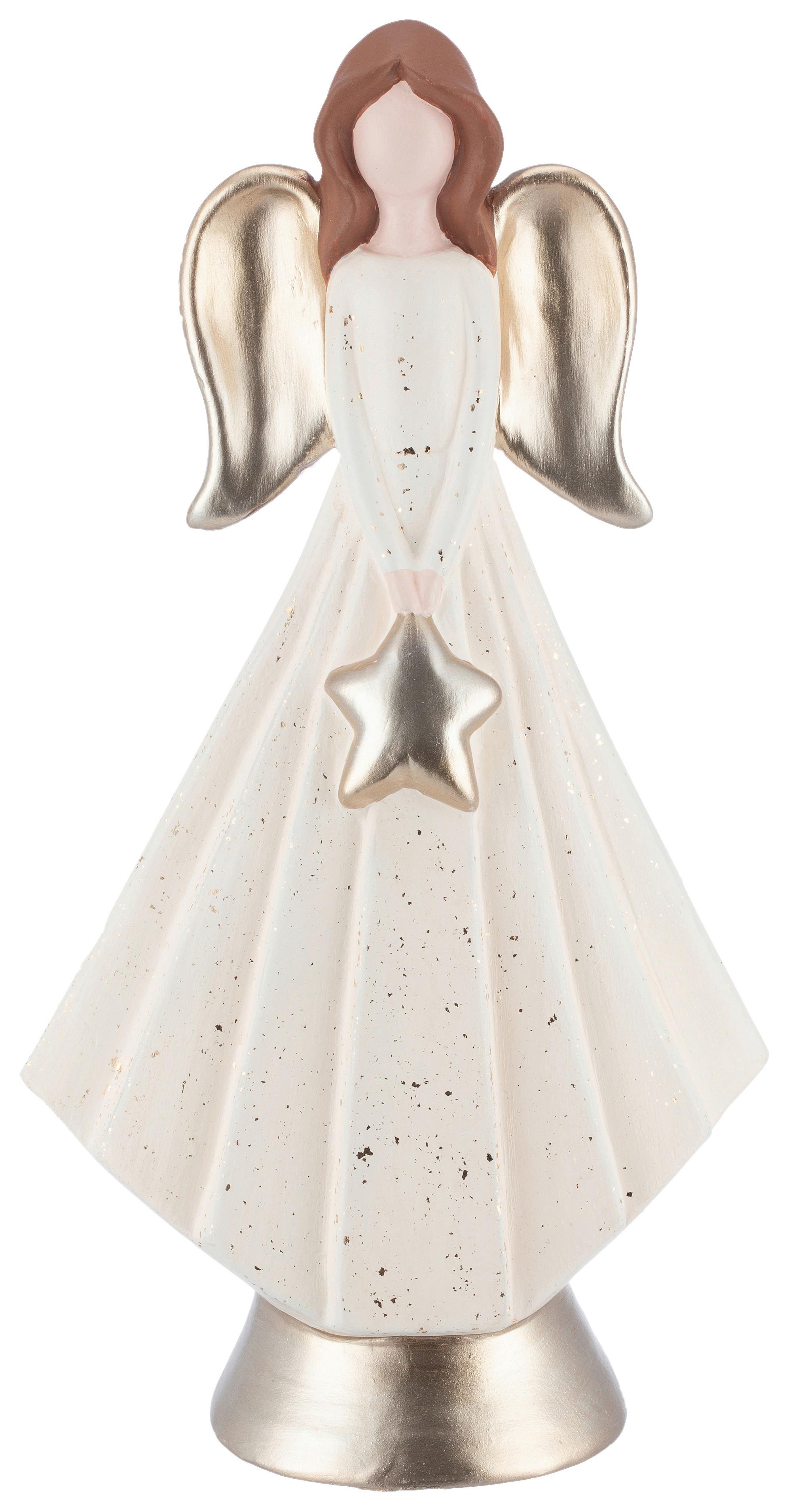 Dekoengel Lusandra - Goldfarben/Creme, KONVENTIONELL, Keramik (16,5/9/31cm) - Luca Bessoni