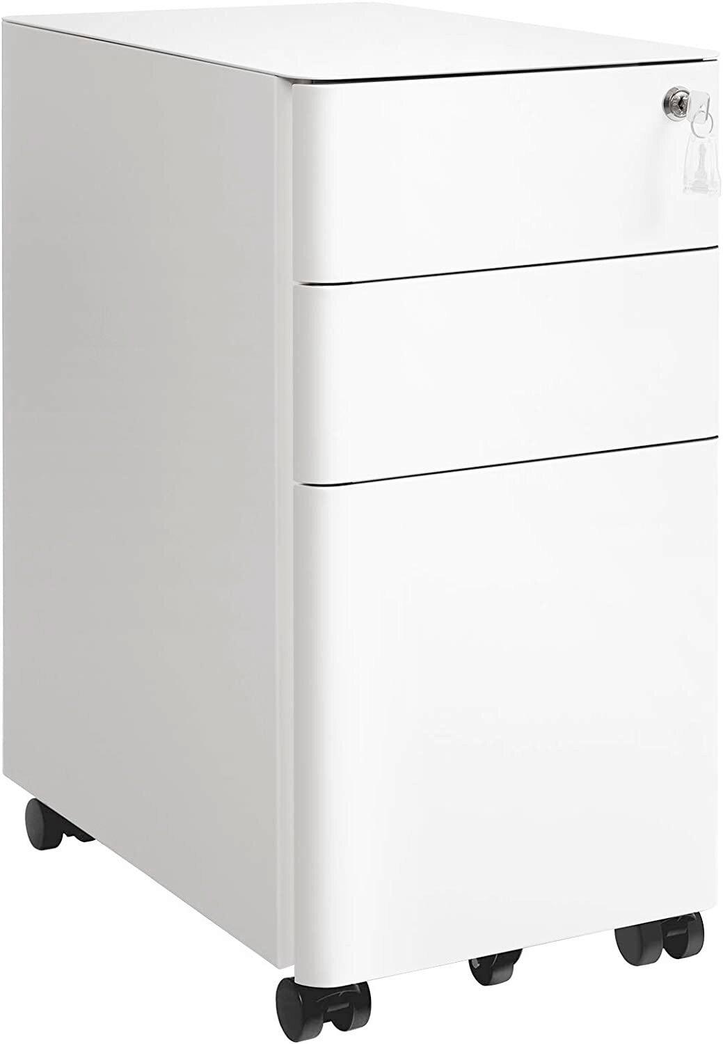 Rollcontainer Metall Weiß Abschließbar 30x59,2x46 cm - Weiß, Basics, Kunststoff/Metall (30/59,2/46cm) - Boxxx