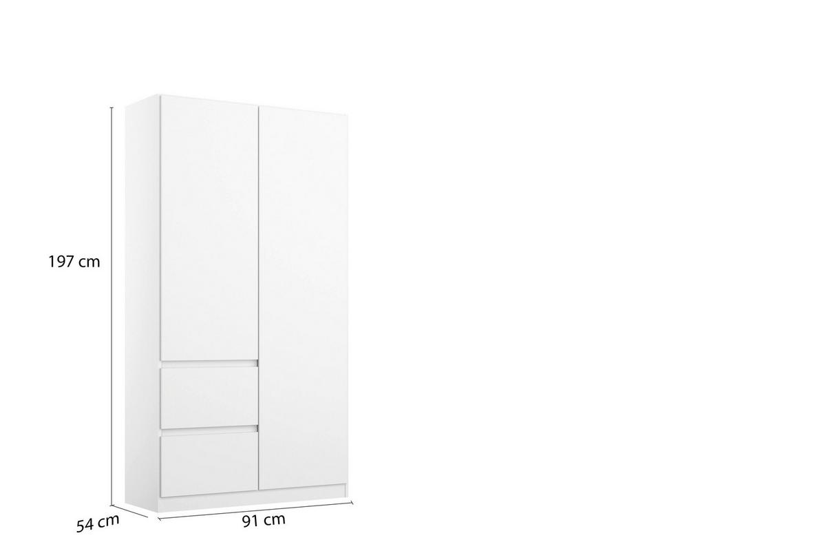 Nidda B: 91 cm Weiß Nidda - Weiß, Basics, Holzwerkstoff (91/197/54cm) - Rauch Möbel