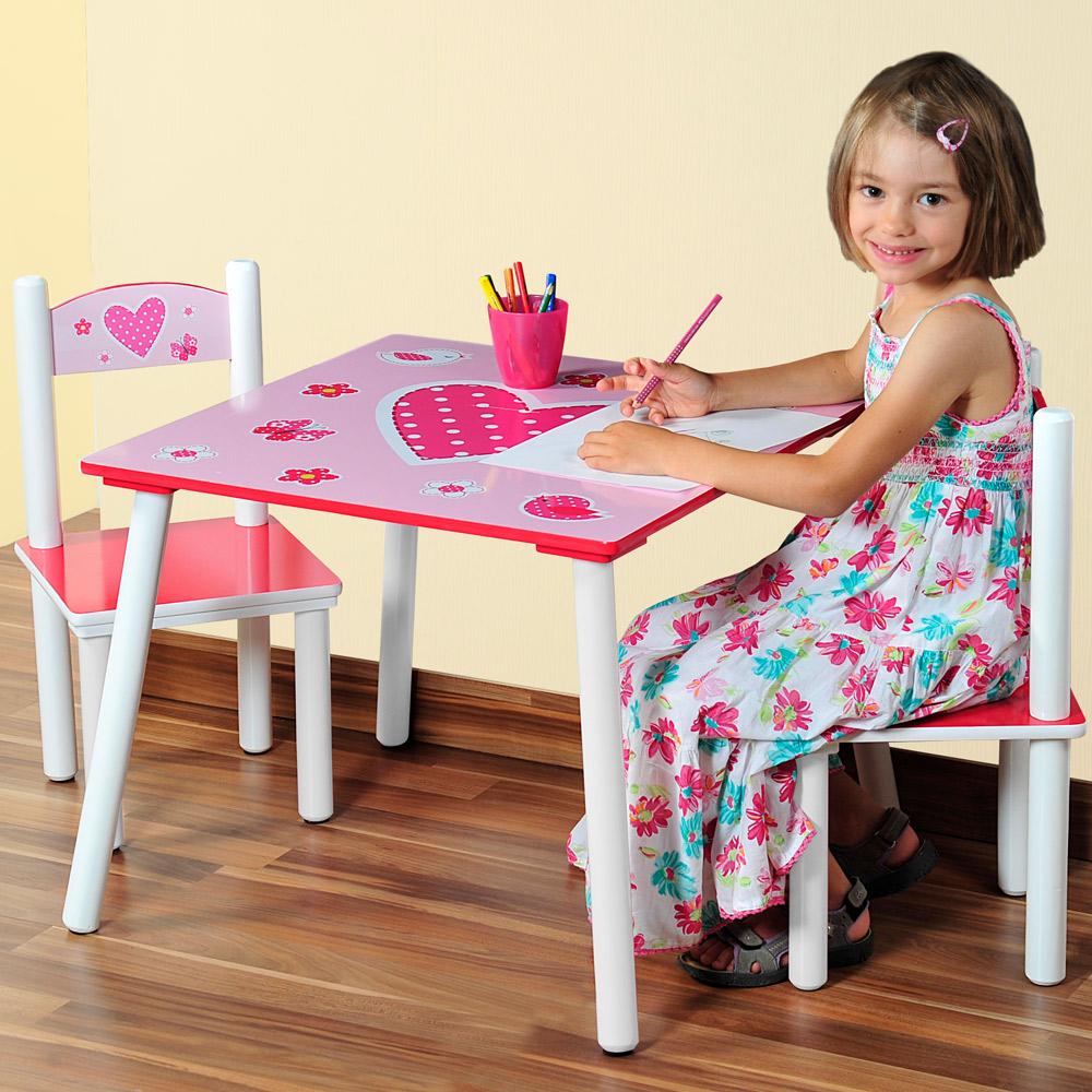 Kindersitzgruppe Mit 2 Stühlen, Herzen - Pink/Rosa, MODERN, Holzwerkstoff - Kesper