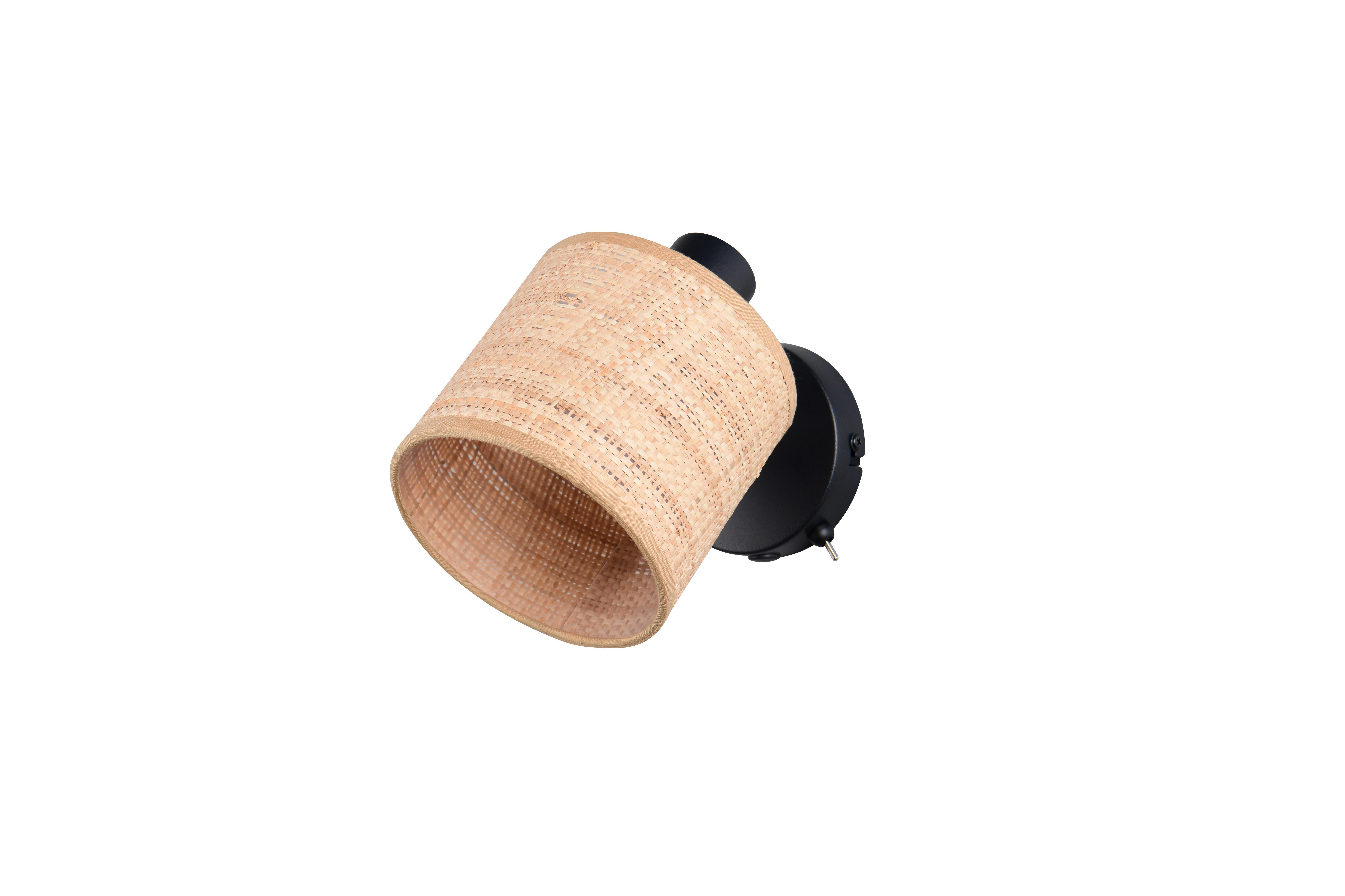 Strahler Naturfarben Schwarz B: 22,5 cm - Schwarz/Naturfarben, Natur, Textil/Metall (10/22,5/17,6cm)