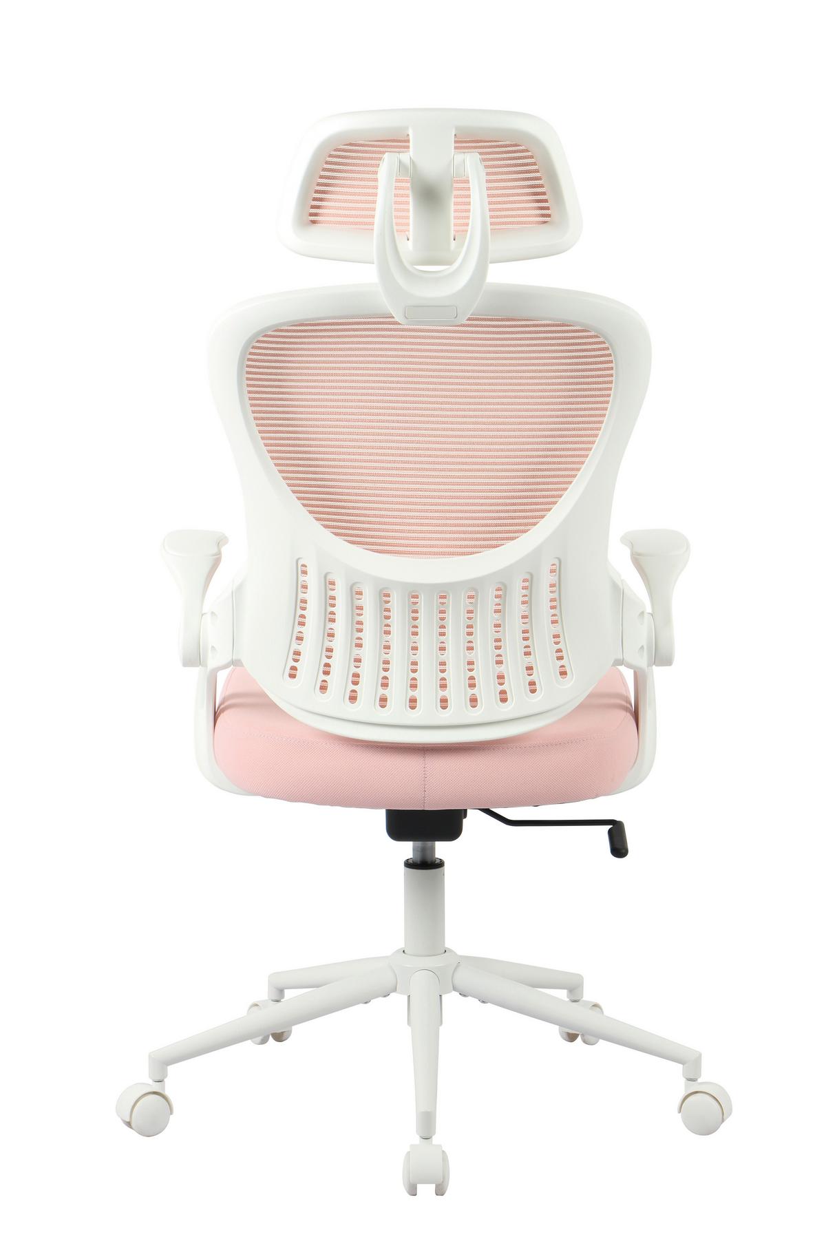 OTOČNÁ ŽIDLE POLLY - bílá/pink, Moderní, kov/textil (68/116-133/64cm) - Mömax