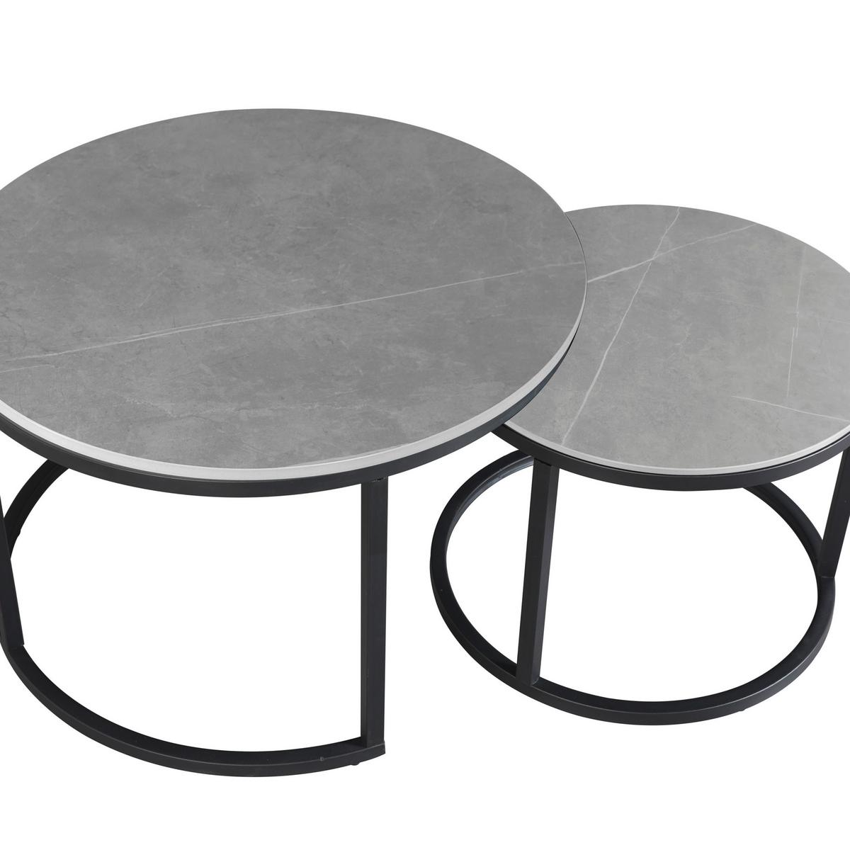 Couchtisch Leyton Grau/Schwarz, 68 cm - Schwarz/Grau, MODERN, Stein/Metall (68/43/68cm) - MID.YOU
