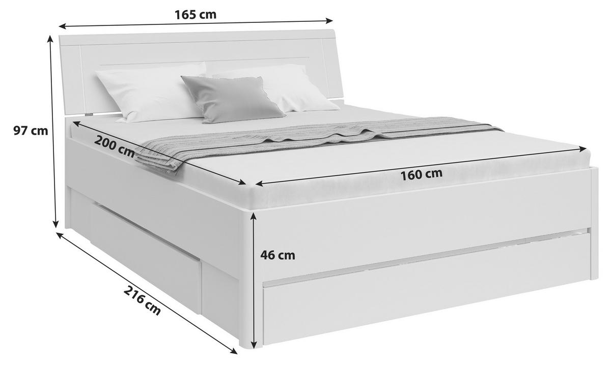 Stauraumbett 160x200 Cm Saturn Graphitfarben/weiß - Graphitfarben/Weiß, KONVENTIONELL, Holzwerkstoff (160/200cm)
