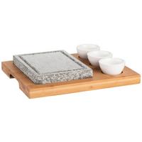 HEISSER STEIN-WARMHALTEPLATTE Braun Schwarz Weiß B: 25 cm - Schwarz/Braun, Basics, Holz/Keramik (25/2,5/30cm) - Mäser