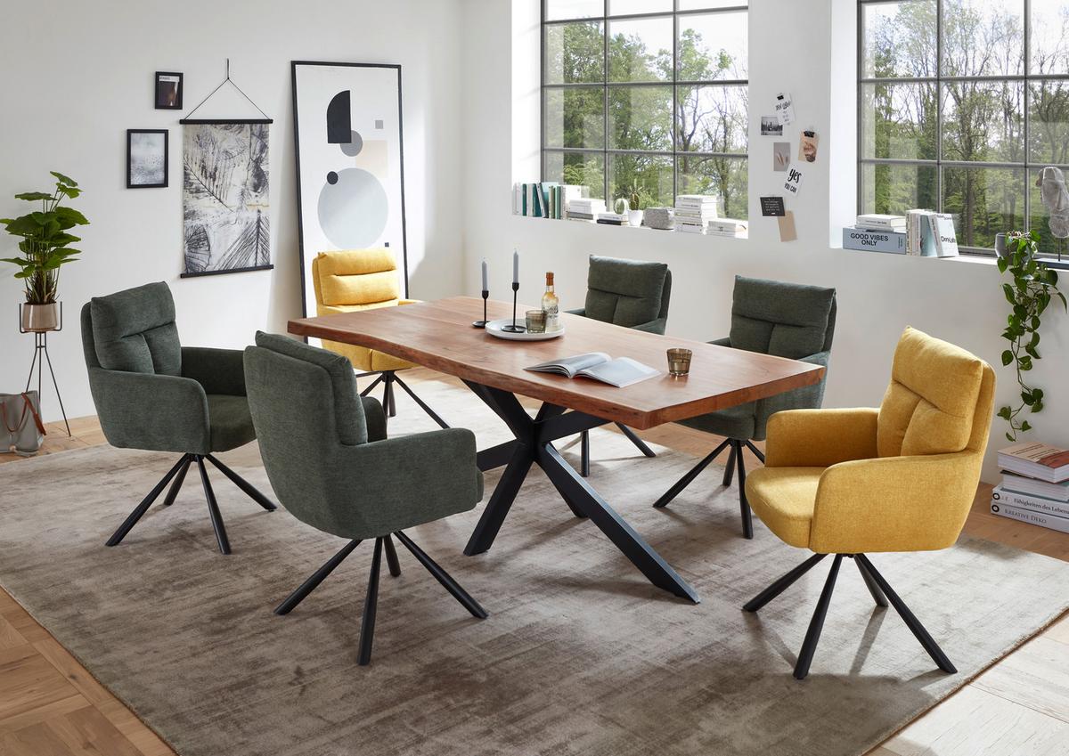 Esstisch Jaro - Schwarz/Akaziefarben, KONVENTIONELL, Holz/Metall (200/100/76,5cm) - Livetastic