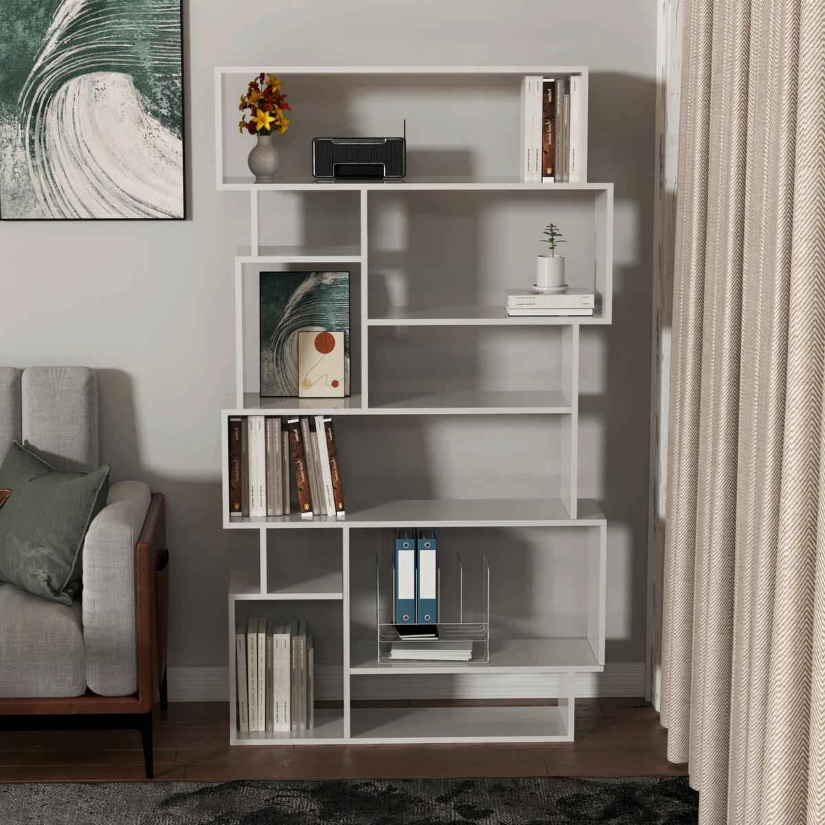 Regal Kalag M Weiß B: 96 Cm - Weiß, MODERN, Holzwerkstoff (96/168,5/25,5cm) - MID.YOU