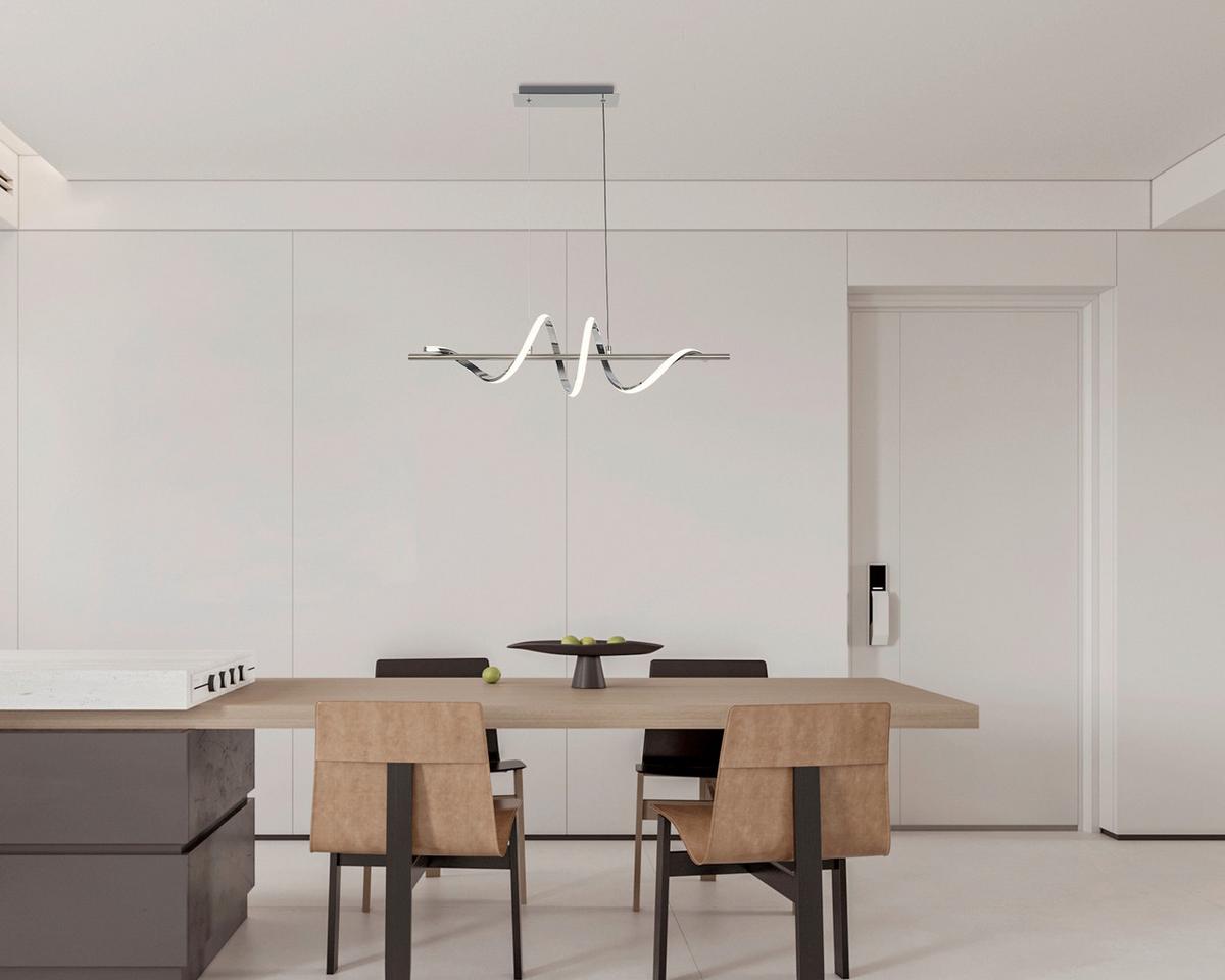 ZÁVĚSNÉ LED SVÍTIDLO LINA - barvy chromu/barvy niklu, Moderní, kov/plast (80/22/120cm) - Mömax