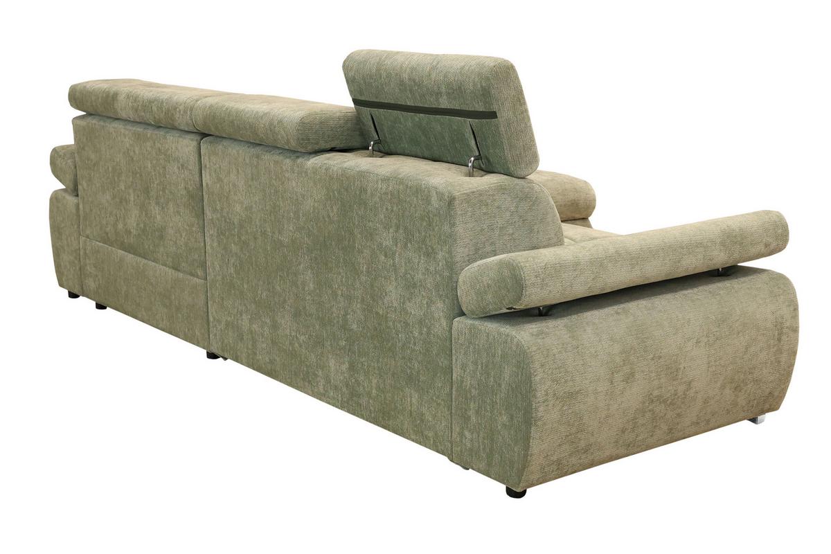 Rohová sedačka VEGAS, pravá, šalviovozelená ženilka - strieborná/šalviovozelená, Design, drevo/textil (294/173cm)