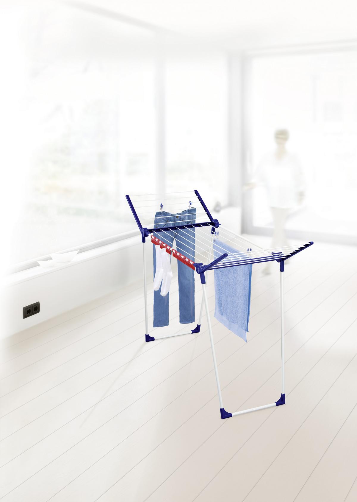 Wäscheständer Pegasus 150 Lxbxh: 157x55x87 Cm, Klappbar - Blau/Weiß, Basics, Kunststoff/Metall (157/55/87cm) - Leifheit