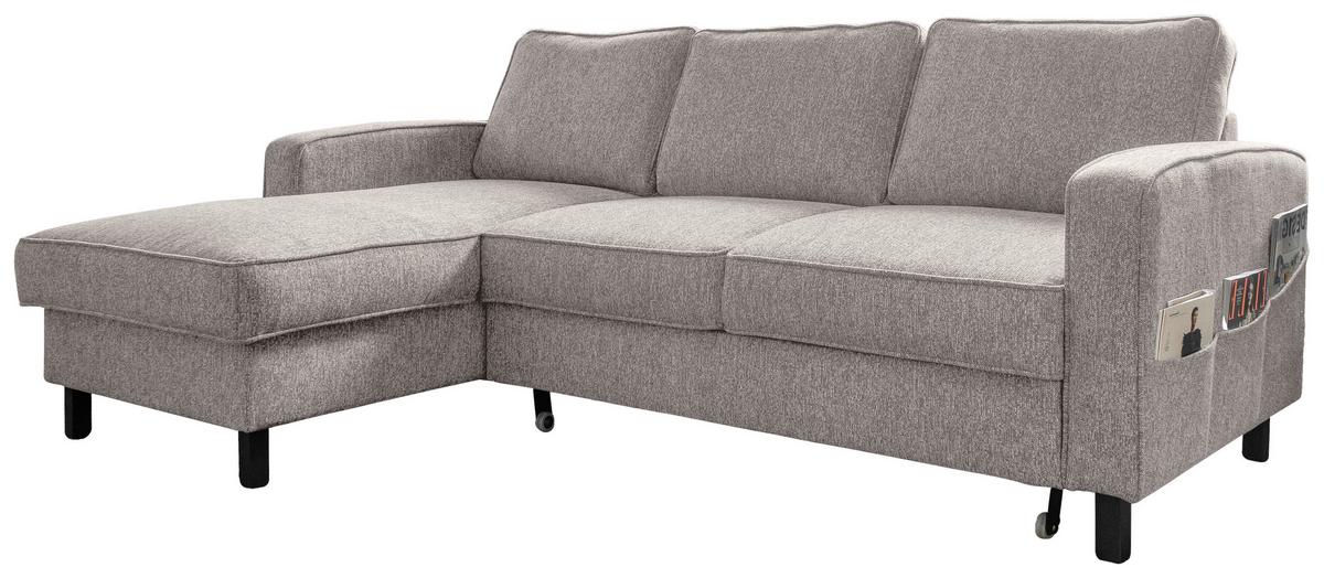 Sedačka MELANIE S, ľavá, sivobiela, úl.priestor a lôžko - čierna/sivobiela, drevo/textil (148/228cm) - MID.YOU