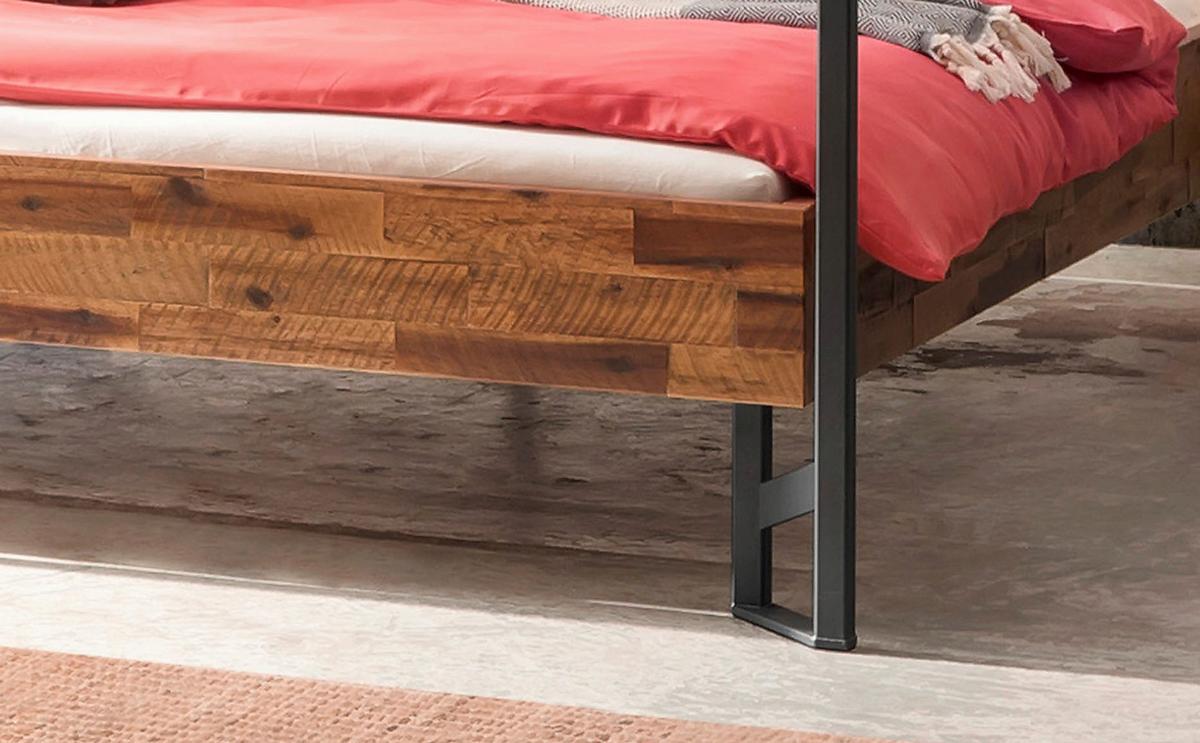 Himmelbett Bogina Akazie/anthrazit 140x200 Cm - Anthrazit/Braun, Natur, Holz/Textil (140/200cm) - Hasena