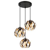 Hängeleuchte Mika D: 40 cm Klar Schwarz Goldfarben - Klar/Goldfarben, Basics, Kunststoff/Metall (40/150cm) - Globo