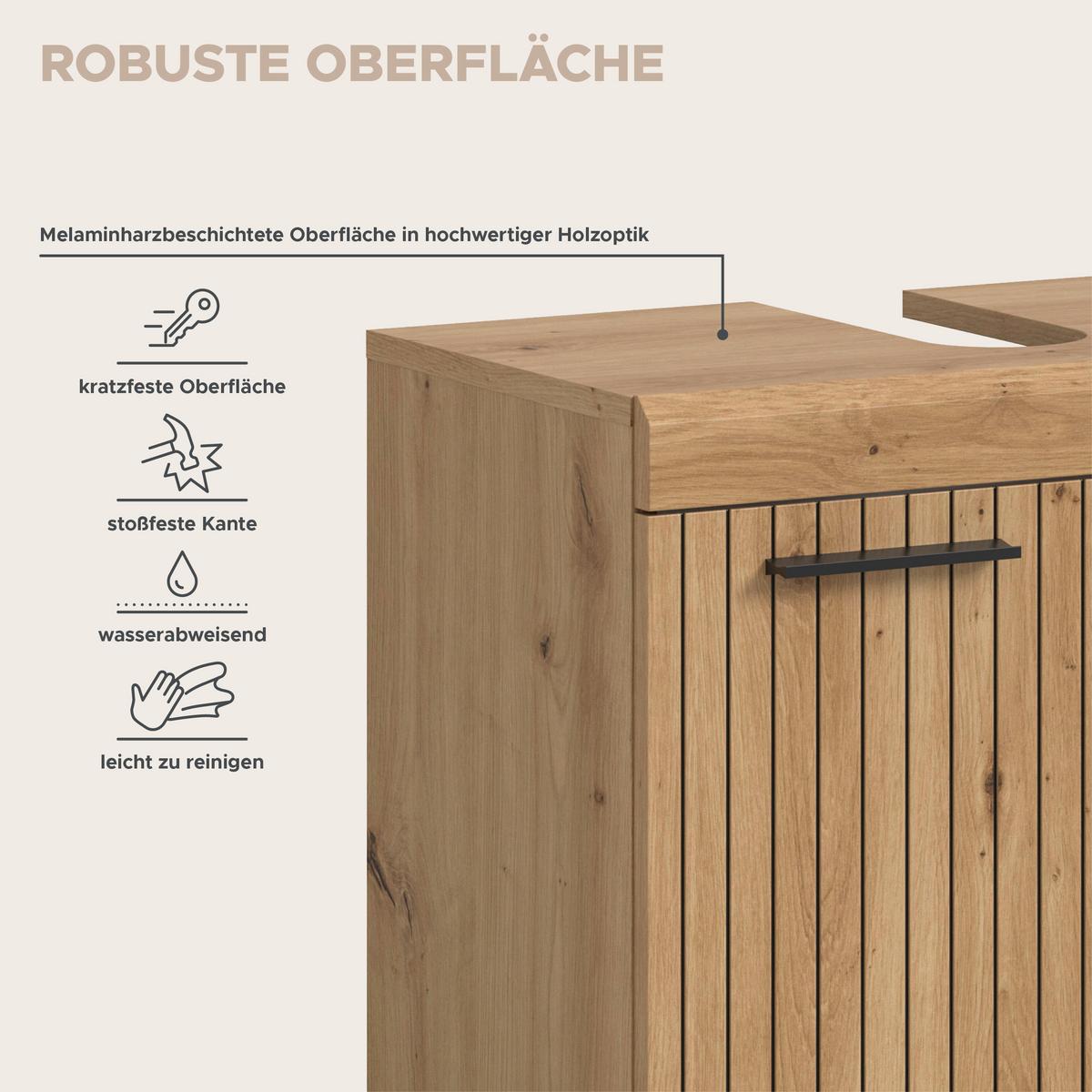 Badezimmer Scout Eiche Artisan Dekor B: 171cm - Schwarz/Eiche Artisan, Trend, Glas/Holzwerkstoff (171cm) - MID.YOU