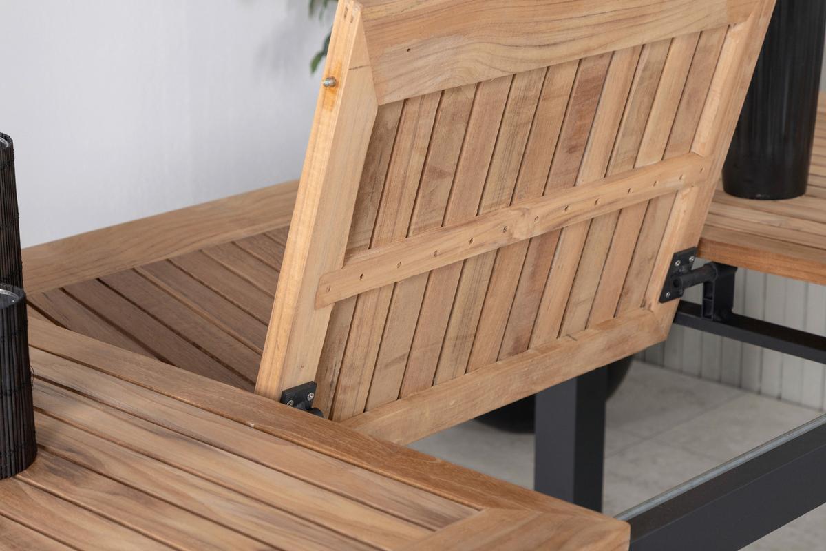 Gartentisch Panama Teakholz/Metall L 210 cm - Schwarz/Teakfarben, KONVENTIONELL, Holz/Metall (210/90/75cm) - Gardenson