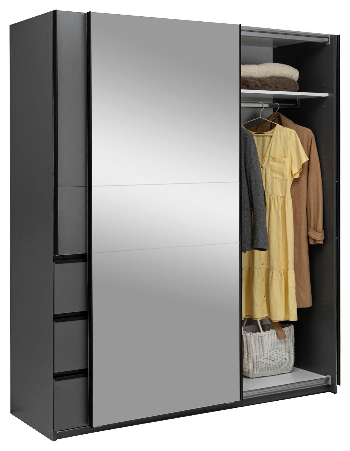 SCHIEBETÜRENSCHRANK Wilma Graphitfarben B: 175cm - Graphitfarben, MODERN, Holzwerkstoff (175/210/61,5cm) - P & B
