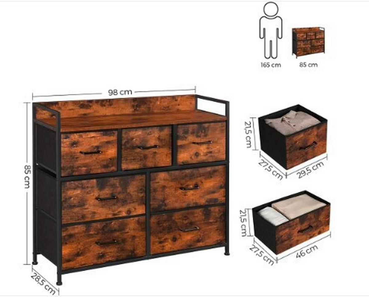 Kommode B: 98 Cm Braun/schwarz - Schwarz/Braun, Trend, Holzwerkstoff/Metall (98/85/28.5cm) - Boxxx