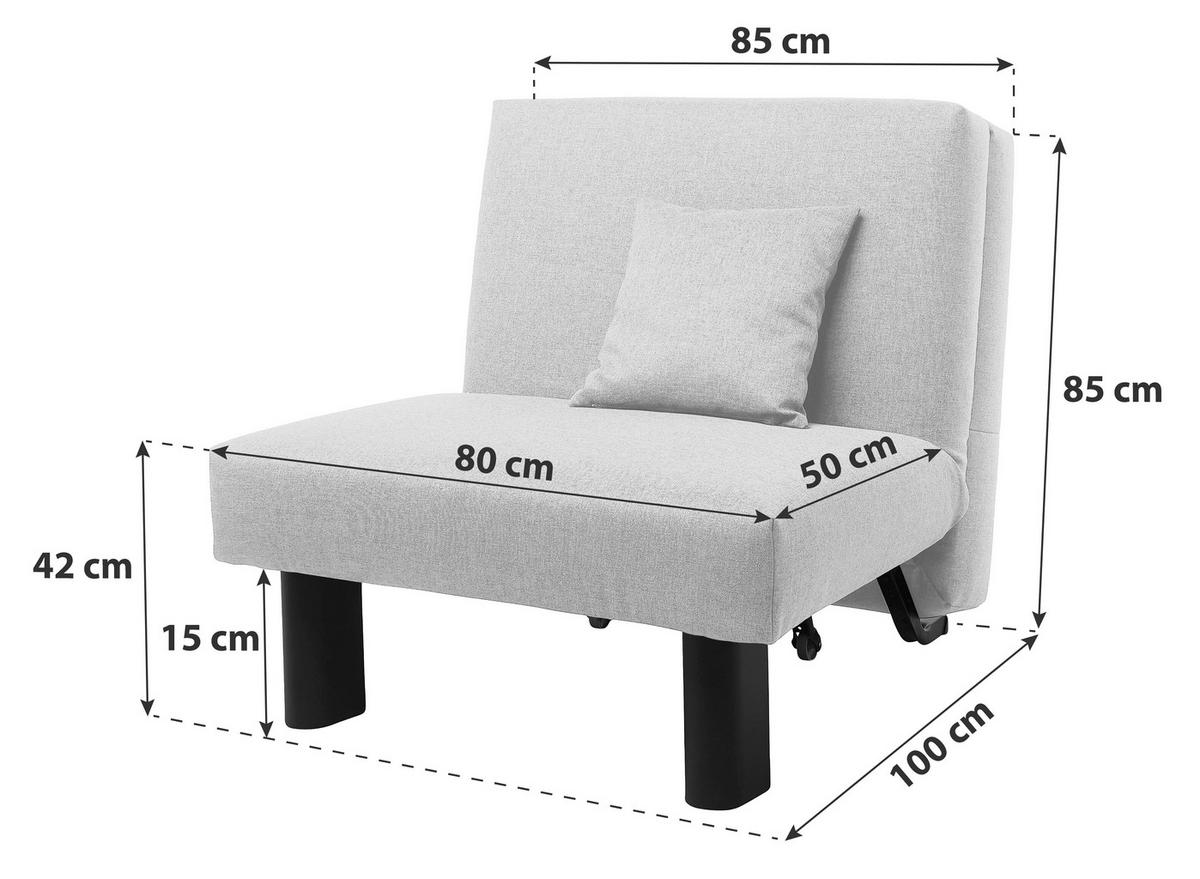 Schlafsessel Columbus Hellgrau inkl. Zierkissen - Hellgrau/Schwarz, Design, Textil (85/85/100cm) - Max Winzer