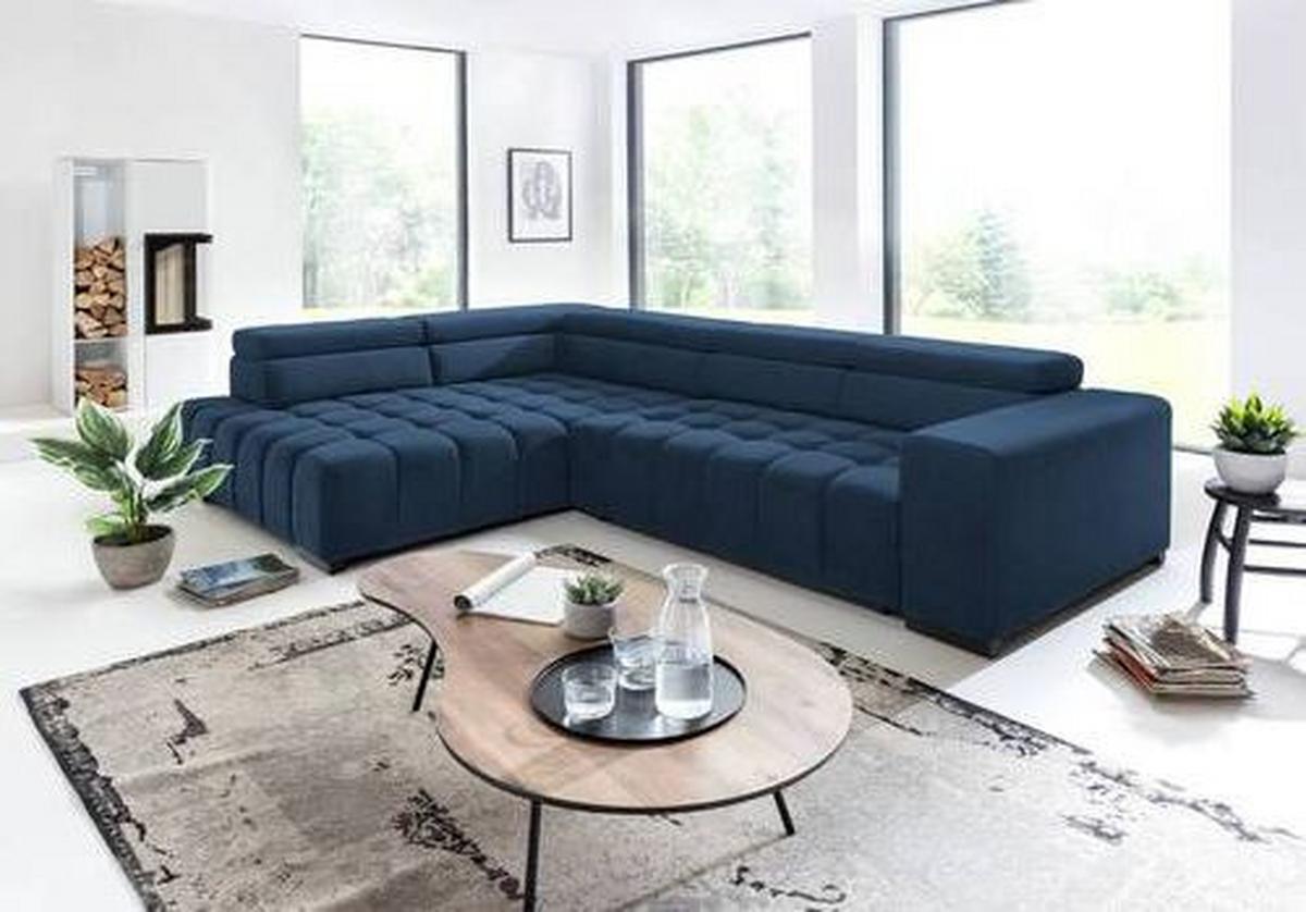 Eckschlafsofa Elias Neu Blau S: 201 Cm - Blau/Schwarz, Design, Textil (201/307cm) - Livetastic