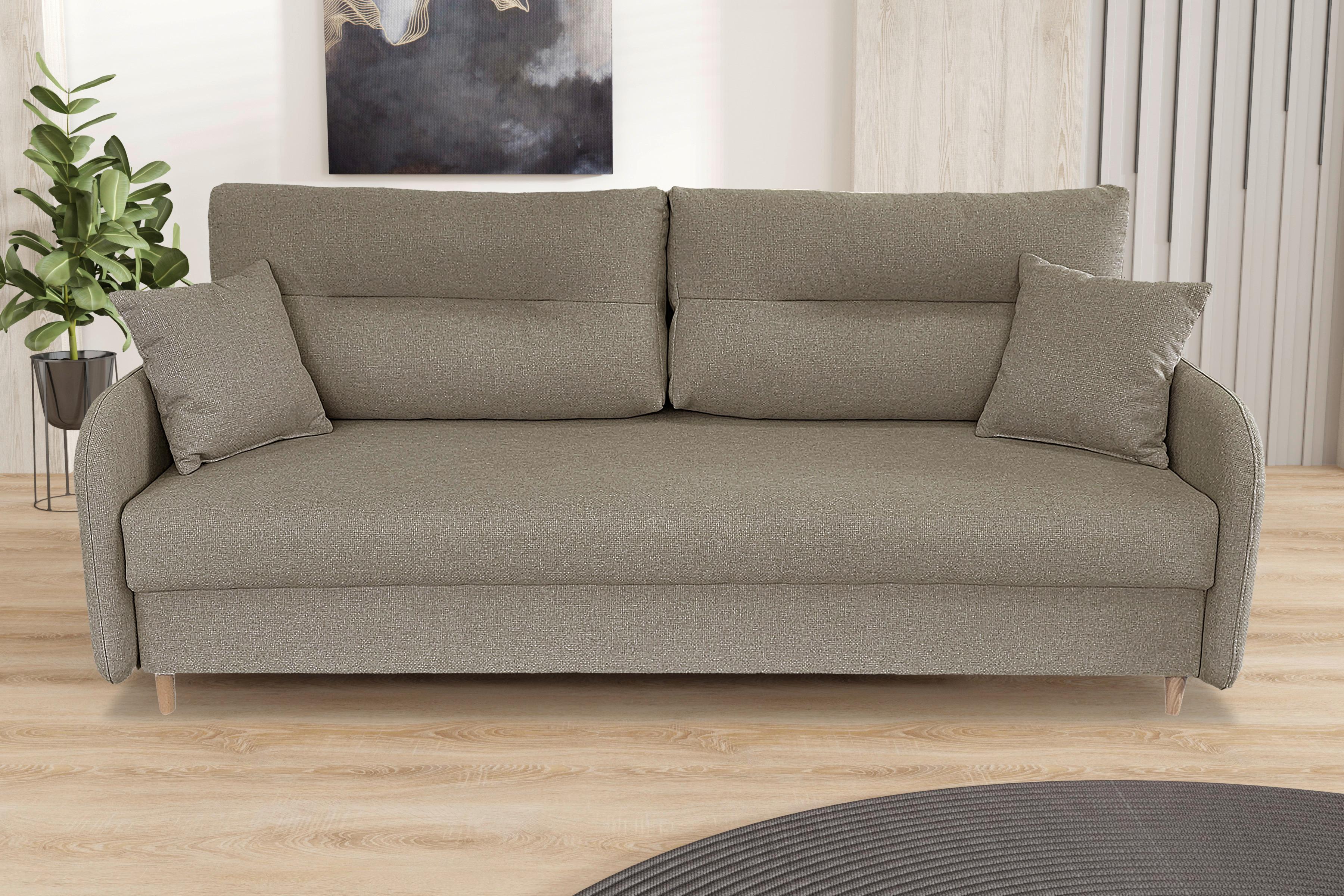 Schlafsofa Mit Bettkasten Vero Beige B: 206 Cm - Beige/Schwarz, Design, Textil (206/88/93cm) - MID.YOU