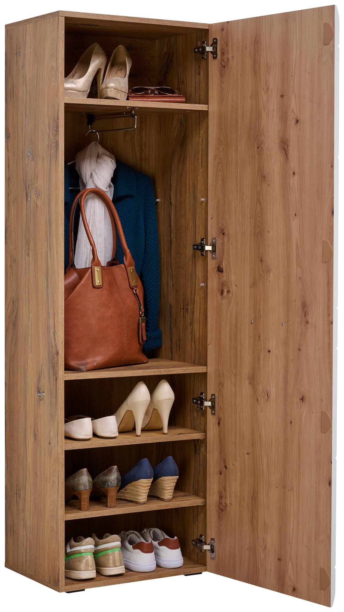 Garderobenschrank Auris Weiß/Eiche Dekor B: 52 cm - Eichefarben/Weiß, MODERN (52/164/37,1cm) - Luca Bessoni