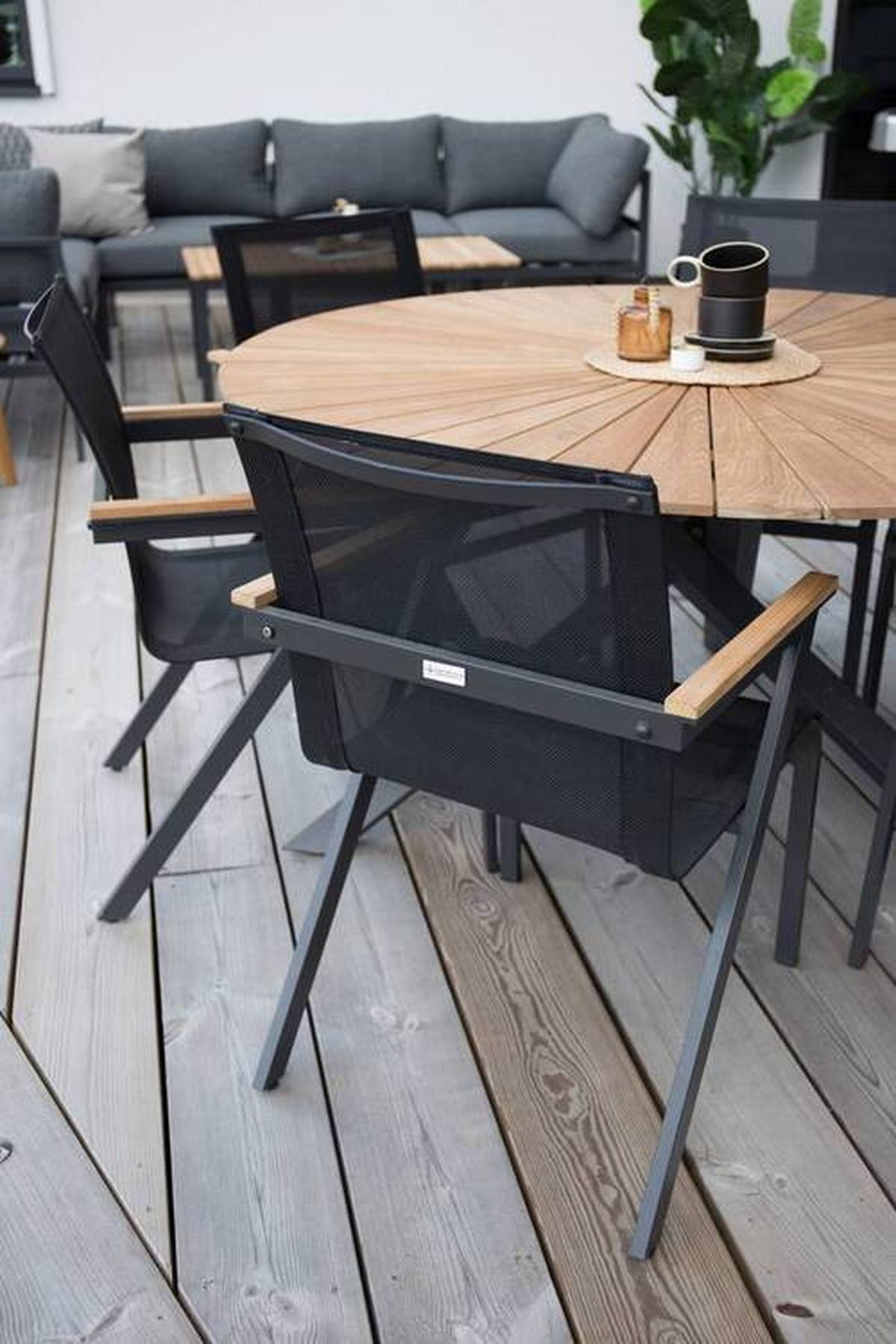 Gartentisch Mexico - Schwarz/Naturfarben, Basics, Holz/Metall (140/140/75cm) - Gardenson