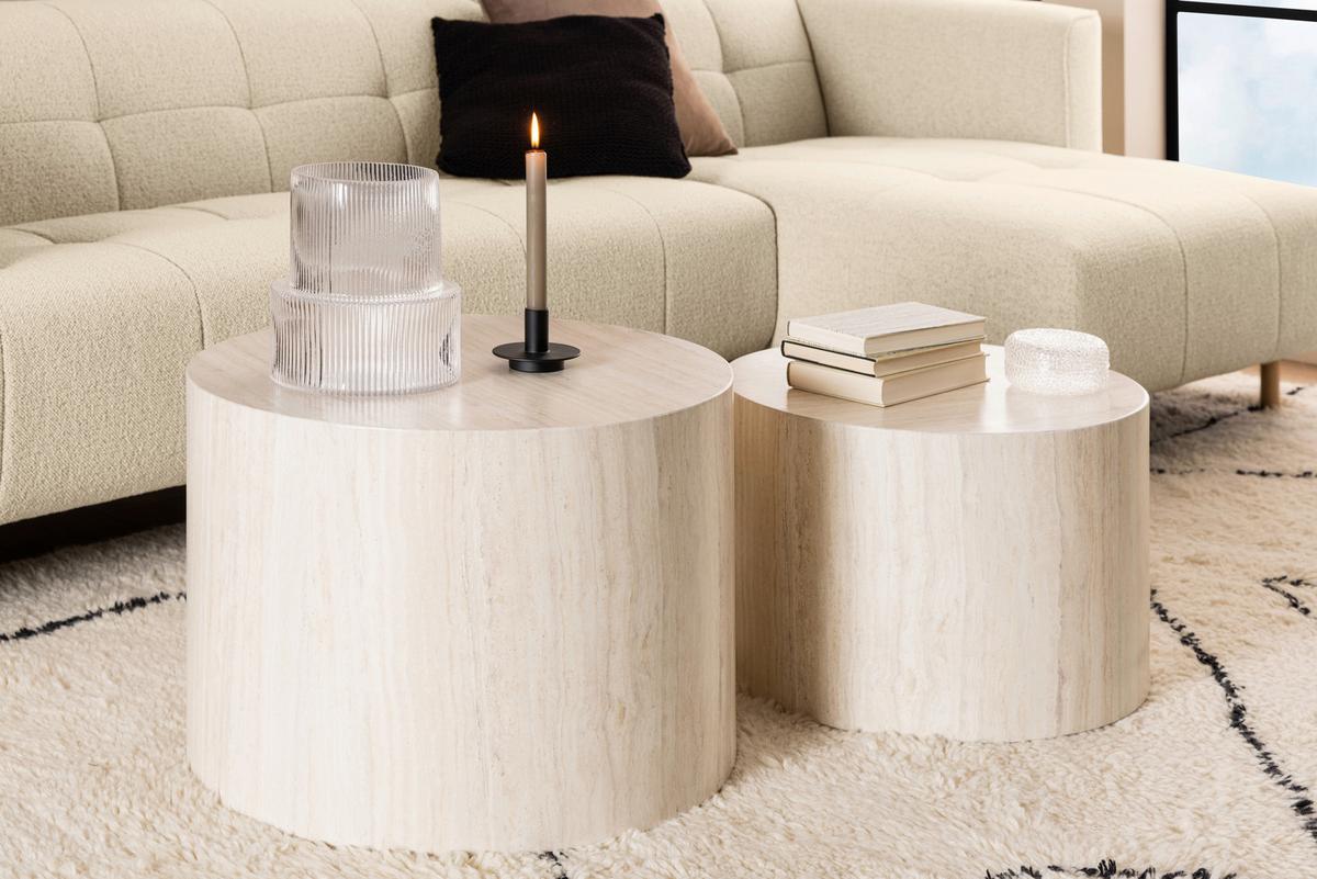 Couchtischset Dice Beige, 58 Cm - Beige, Design, Holzwerkstoff (58/58/40cm) - MID.YOU