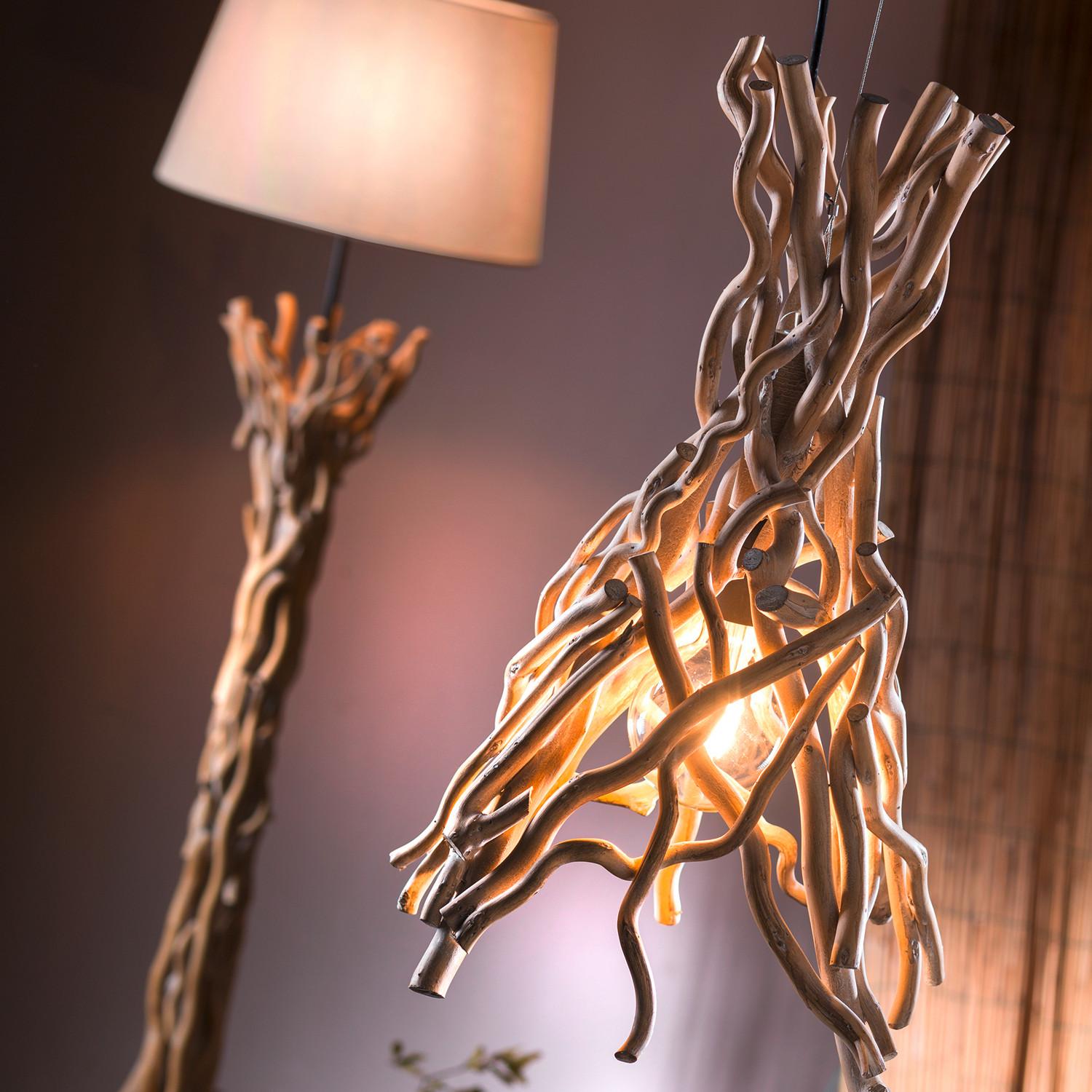 Stehleuchte 4899/Pt - Schwarz/Akaziefarben, Natur, Holz/Metall (40/40/167cm)