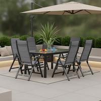 Gartenset Florenz - Graphitfarben/Grau, MODERN, Textil/Metall - Gardenson