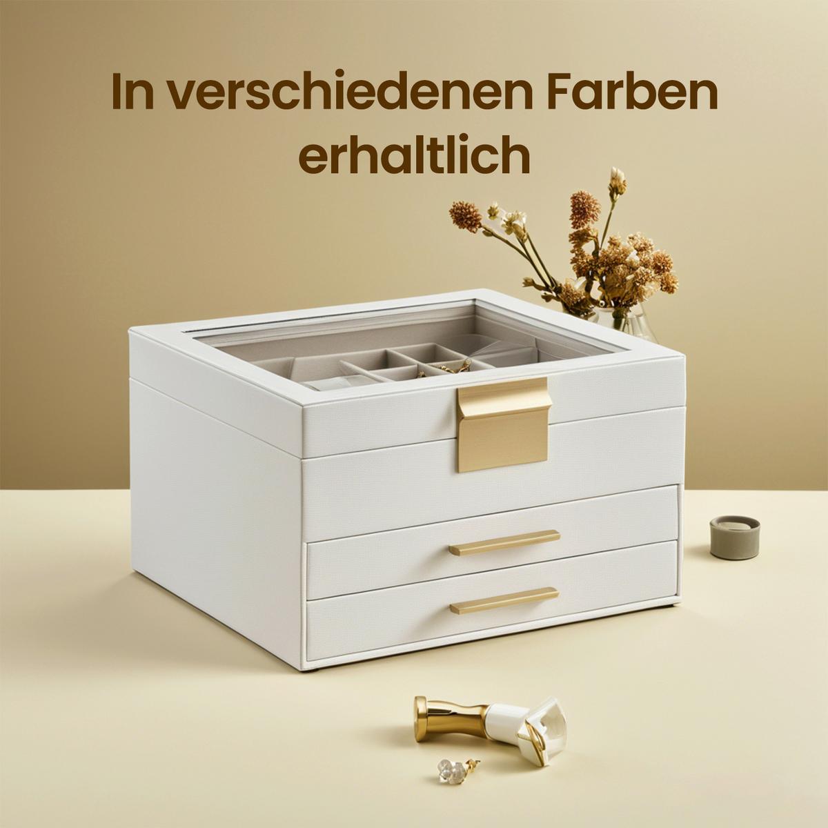 Schmuckkästchen Weiß B: 23,1 Cm - Weiß, LIFESTYLE, Holzwerkstoff (23,1/13,5/20,3cm)