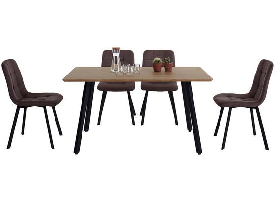 Tischgruppe 5-teilig - Eichefarben/Grau, MODERN, Holzwerkstoff/Textil (140/47/76/89/80/58cm) Tischgruppe 5-teilig - Eichefarben/Grau, MODERN, Holzwerkstoff/Textil (140/47/76/89/80/58cm)