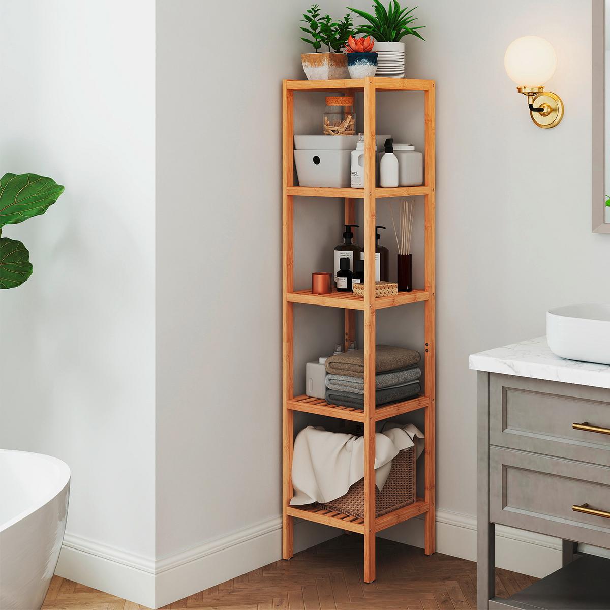 Badezimmerregal Naturfarben B: 33 cm - Naturfarben, Basics, Holz (33/146/33cm)