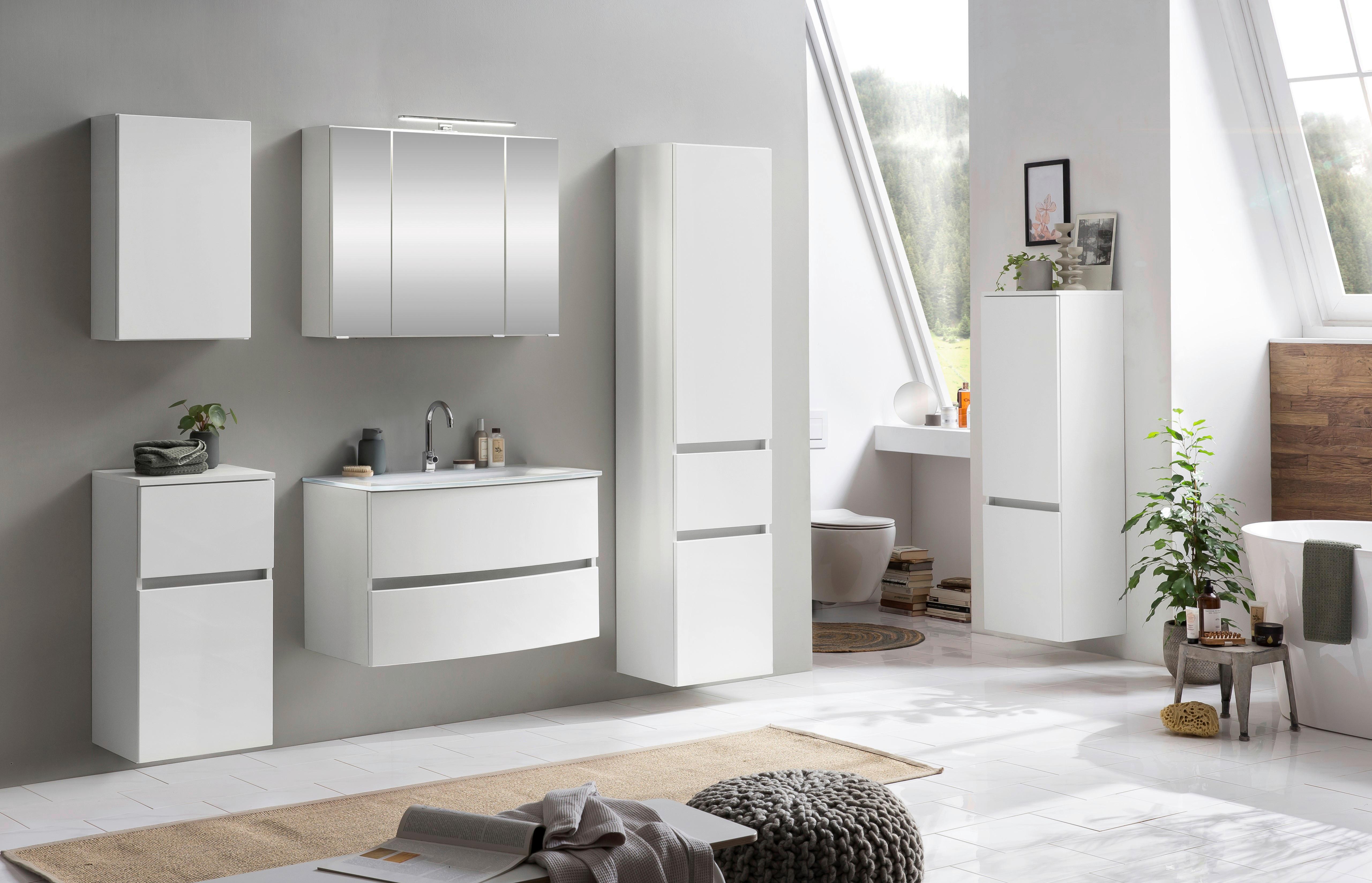 Spiegelschrank Kopenhagen Led 3 Türen 80x64x20 Cm - Weiß, KONVENTIONELL, Glas/Holzwerkstoff (80/64/20cm) - Held