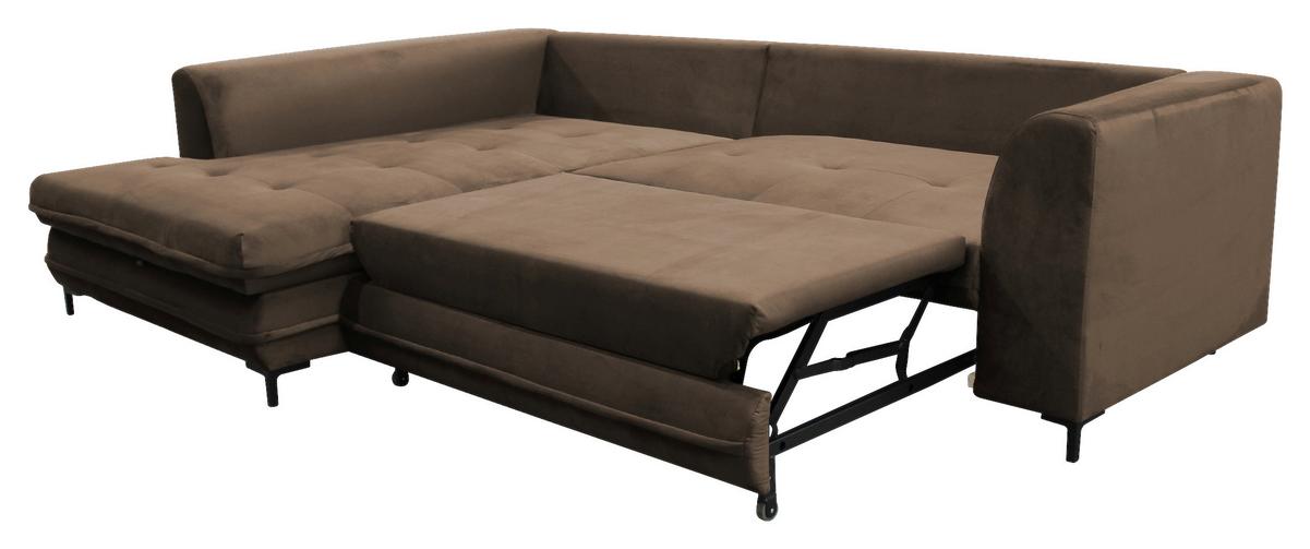 Ecksofa Bello Braun Mit Schlaffunktion Ottomane Links - Schwarz/Braun, Design, Textil (187/277cm) - Livetastic