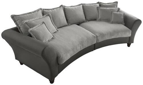 Big Sofa Cordula mit Kissen B: 328 cm Dunkel-/Hellgrau - Wengefarben/Dunkelgrau, MODERN, Holz/Textil (328/98/134cm) - Livetastic