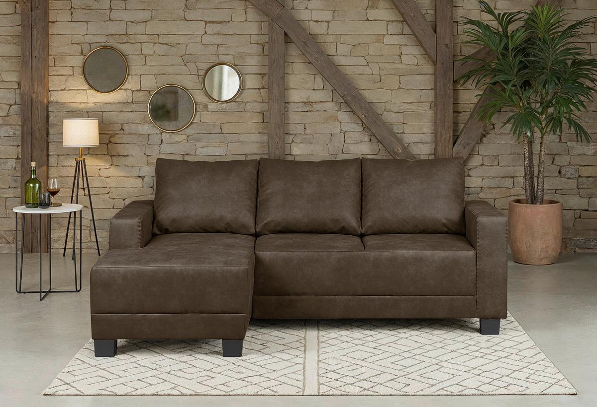 Ecksofa Grenwood Dunkelbraun S: 144x200 Cm - Dunkelbraun/Braun, Design, Textil (144/200cm) - MID.YOU