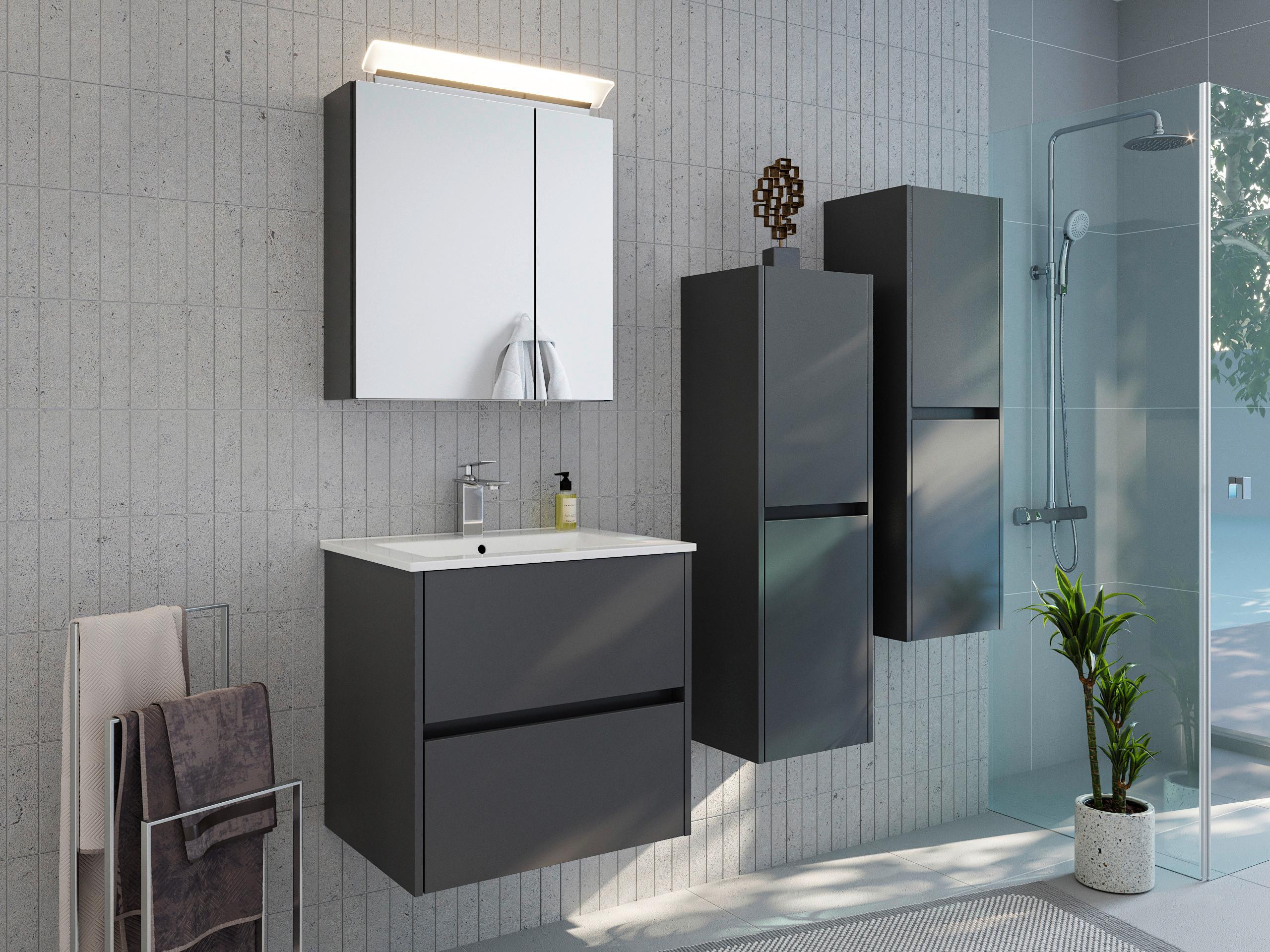 Midischrank Limes Graphitfarben B: 35,2 cm - Graphitfarben, MODERN, Holzwerkstoff (35,2/112,2/30,1cm) - MID.YOU