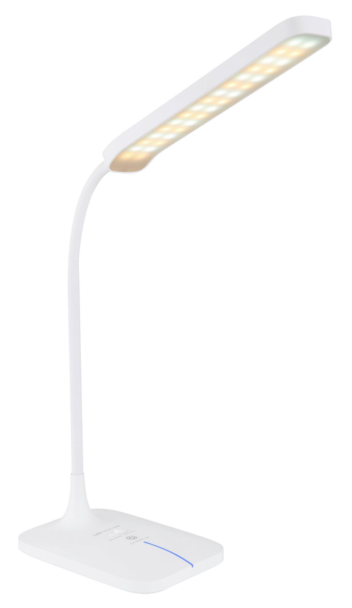 LED-Schreibtischlampe Urano dimmbar Opal - Opal/Weiß, Basics, Kunststoff (43/12,8cm) - Globo