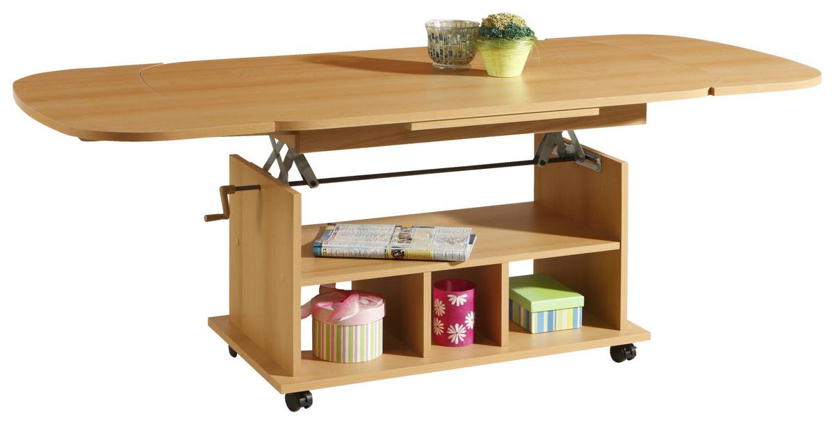 Couchtisch Babsi IIi - Buchefarben, MODERN, Holzwerkstoff/Kunststoff (107-157/67/53-63cm) - MID.YOU