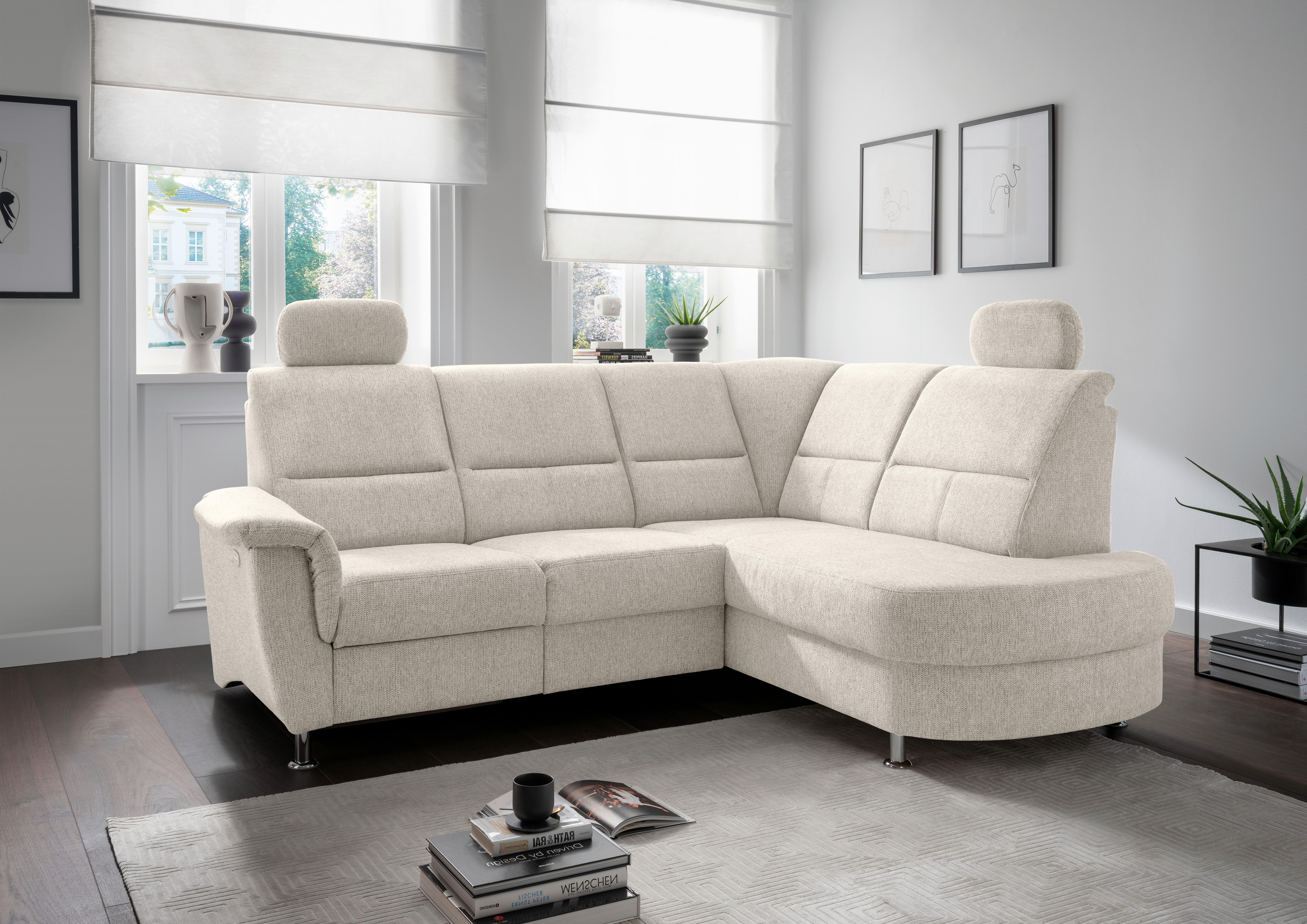 Ecksofa Mit Stauraum Parole Beige Chenille - Chromfarben/Beige, KONVENTIONELL, Textil (231/184cm) - Livetastic