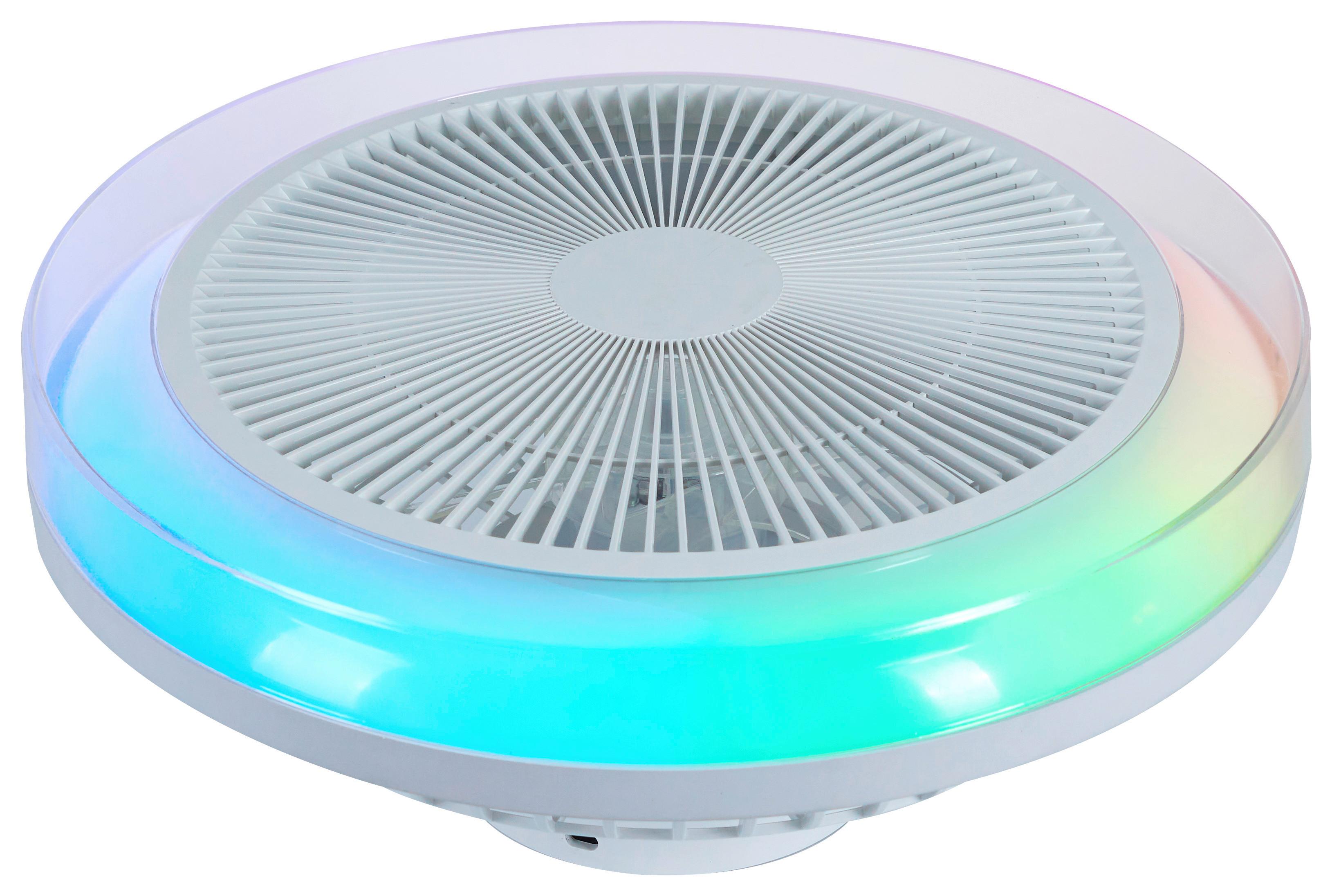 Deckenventilator 25 W Cassidy Mit Fernbedienung H: 19 Cm - Transparent/Opal, MODERN, Kunststoff/Metall (45,5/19cm) - Luca Bessoni