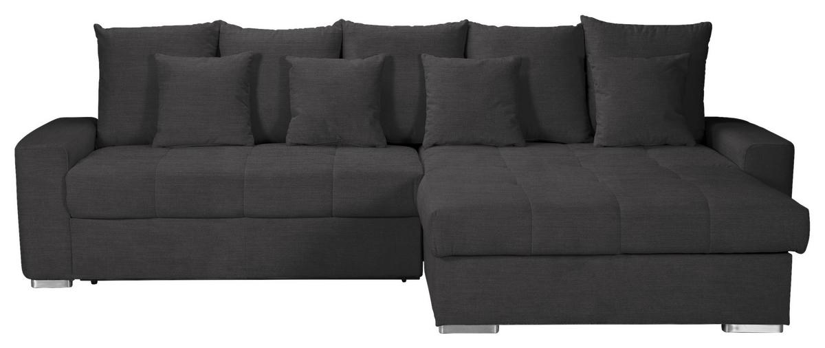 Ecksofa mit Schlaffunktion Salvador + Bettkasten Schwarz - Wengefarben/Silberfarben, MODERN, Holz/Textil (293/164cm) - MID.YOU